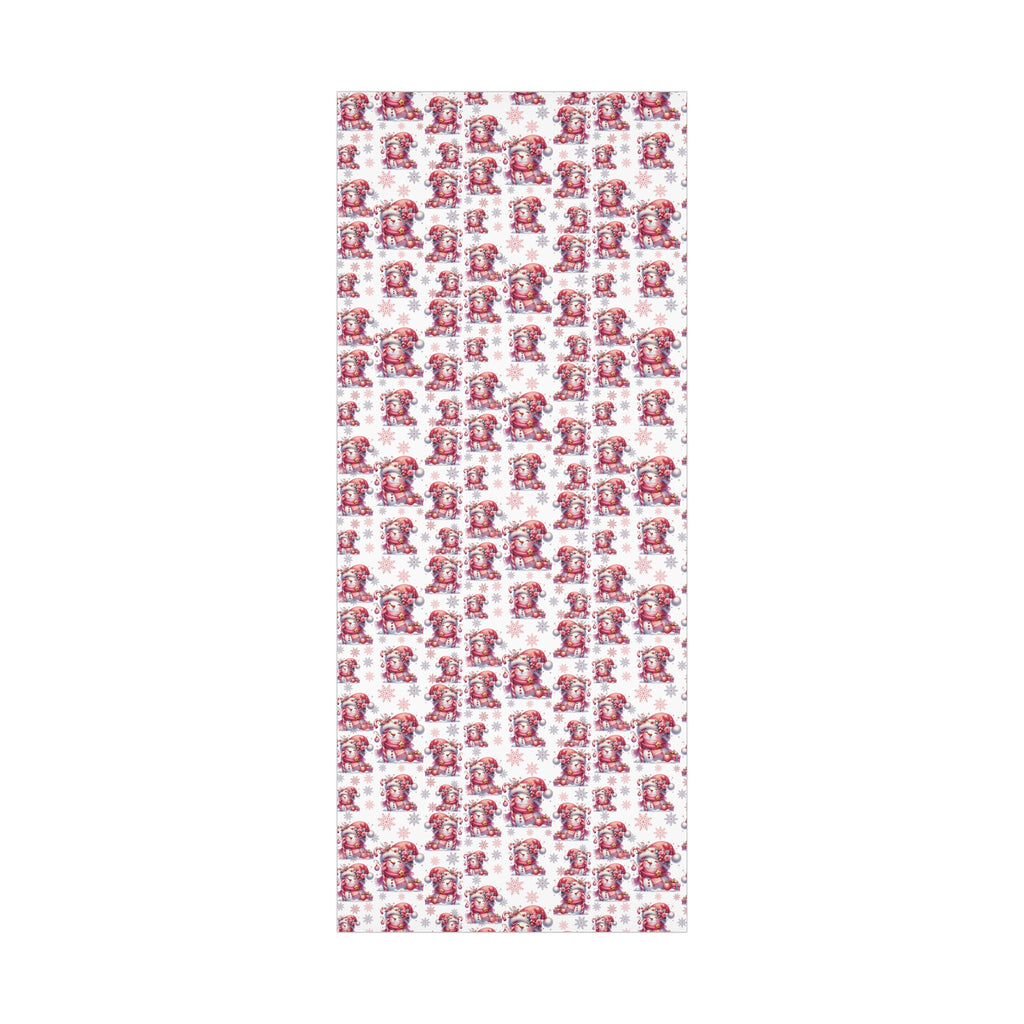 Enchanting Pink Christmas Wrapping Paper Whimsical Winter Wonderland with Pastel Trees, Snowflakes, and Festive Gifts Perfect for a Magical Holiday Season in Matte/Satin, All Occasion - MRSBYVALLE