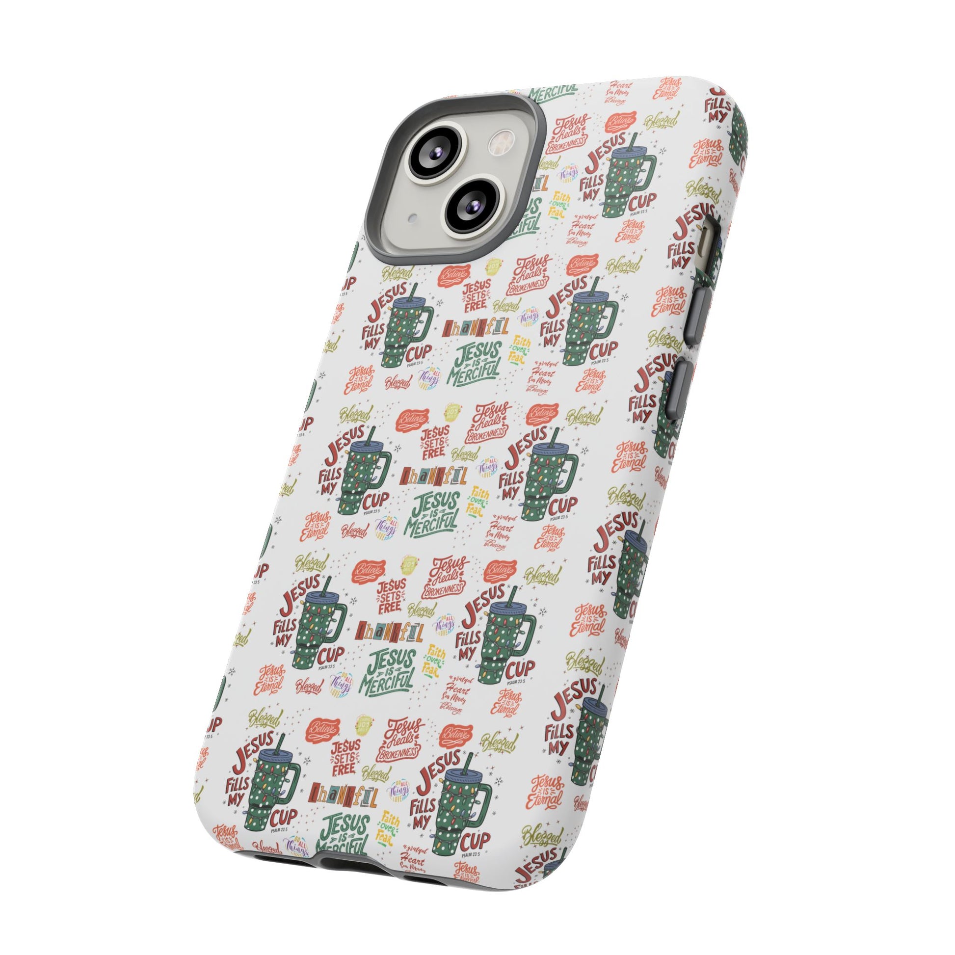 Jesus Fill My Cup Phone Case Cute Floral Design in Red, Pink, Blue – Aesthetic Protective Case for iPhone and  Android