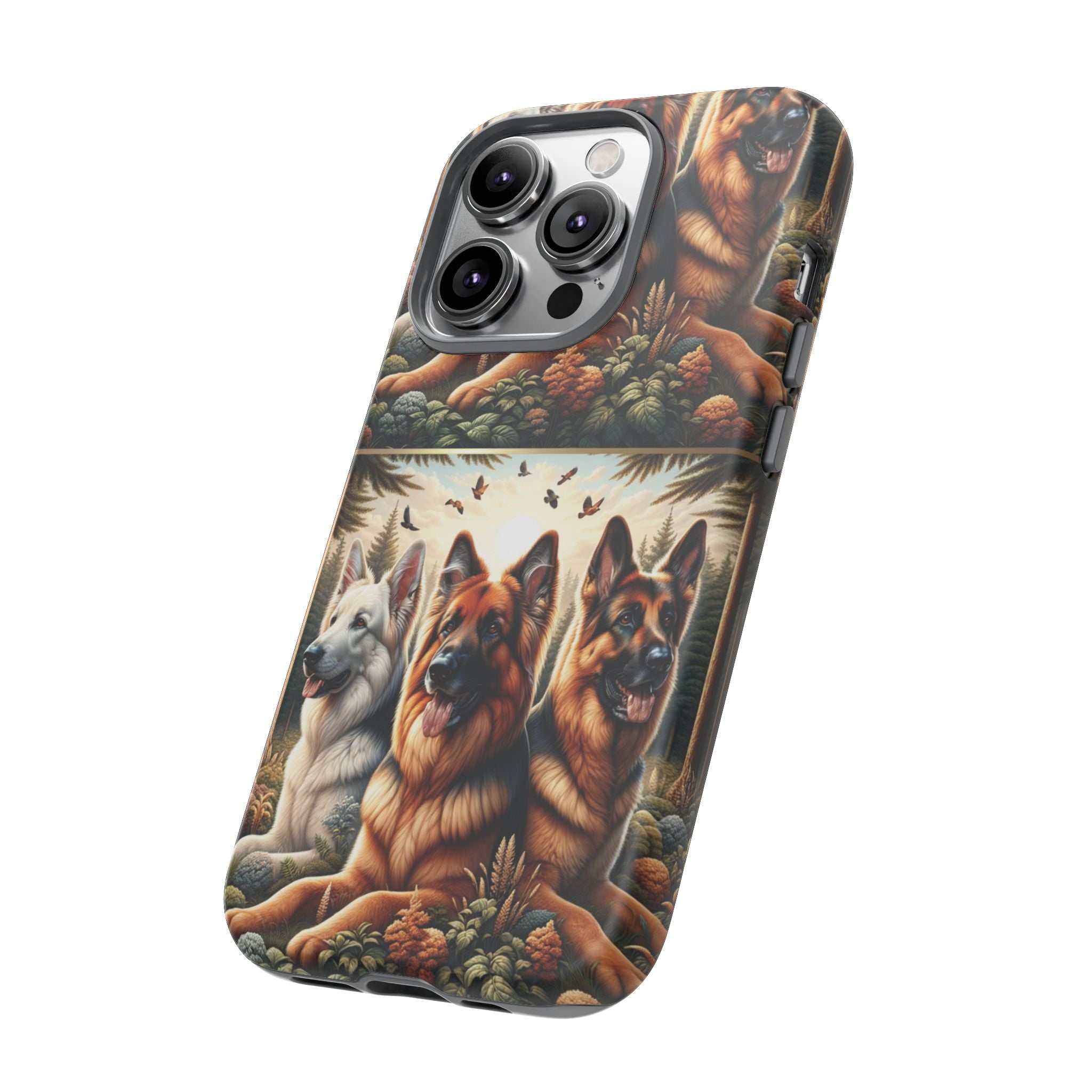 German Shepherd Phone Tough Case Floral Elegant Durable Dog Lover Devices iPhone 15, Samsung iPhone Samsung Accessory Gift for Her