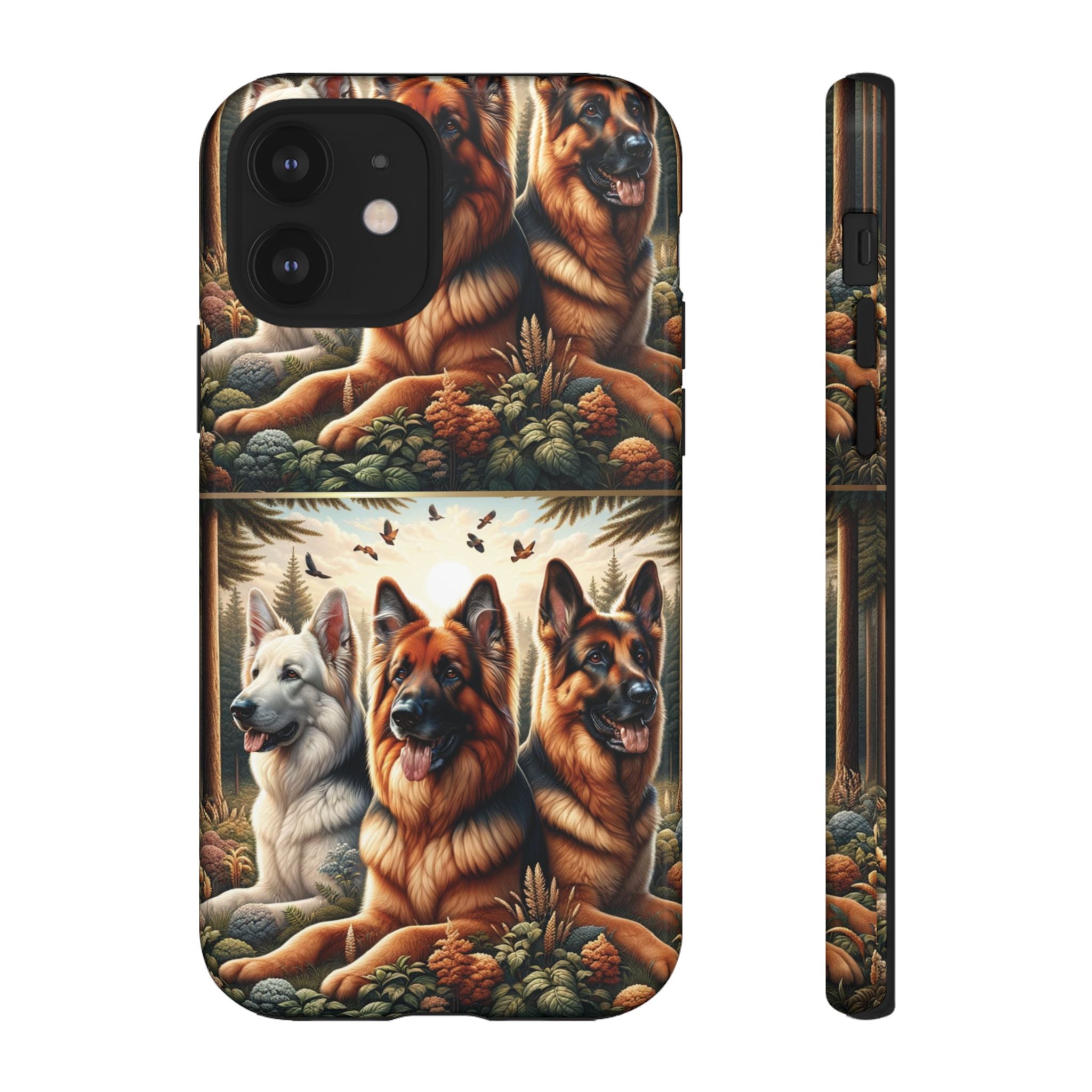 German Shepherd Phone Tough Case Floral Elegant Durable Dog Lover Devices iPhone 15, Samsung iPhone Samsung Accessory Gift for Her