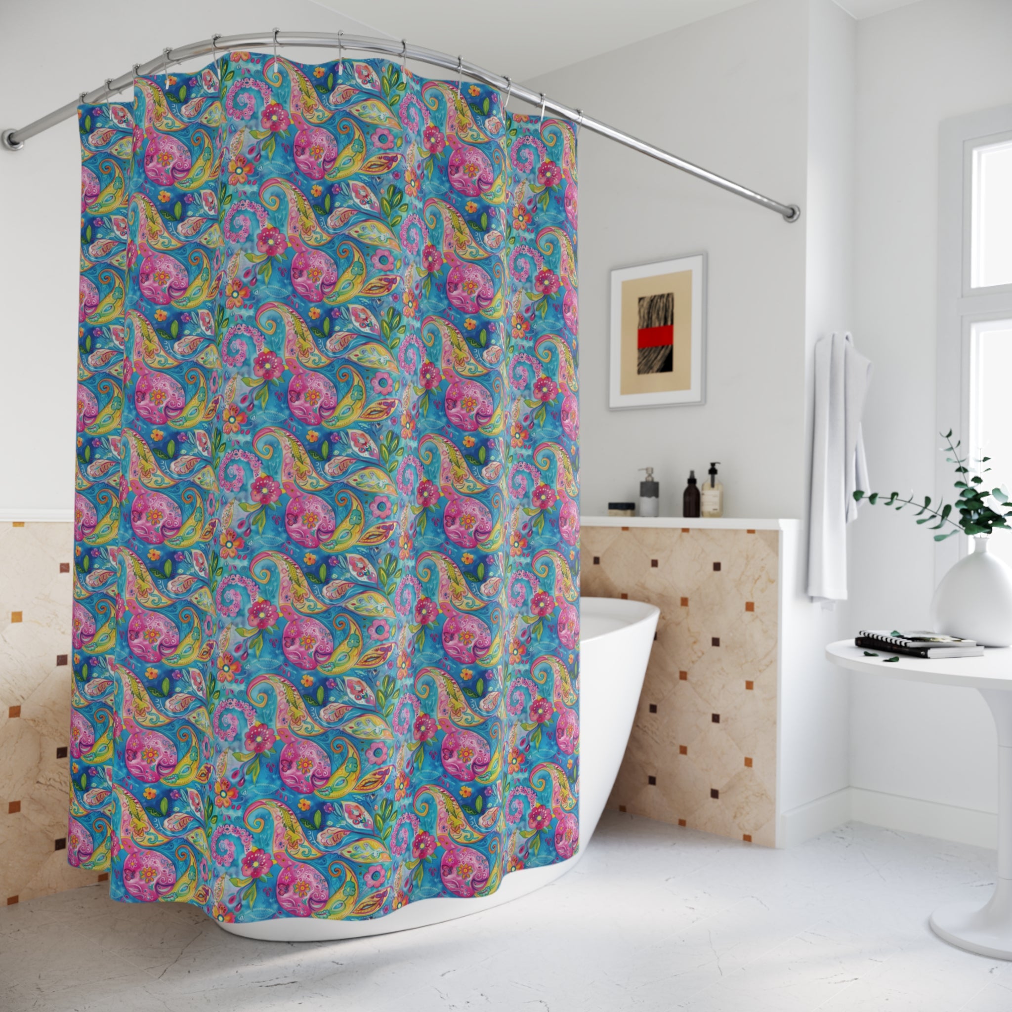 Shower Curtains - Bright Paisley Refresh your bathroom with our bright paisley shower curtains—bursting with color and style. Transform your space and shop now for a vibrant upgrade!