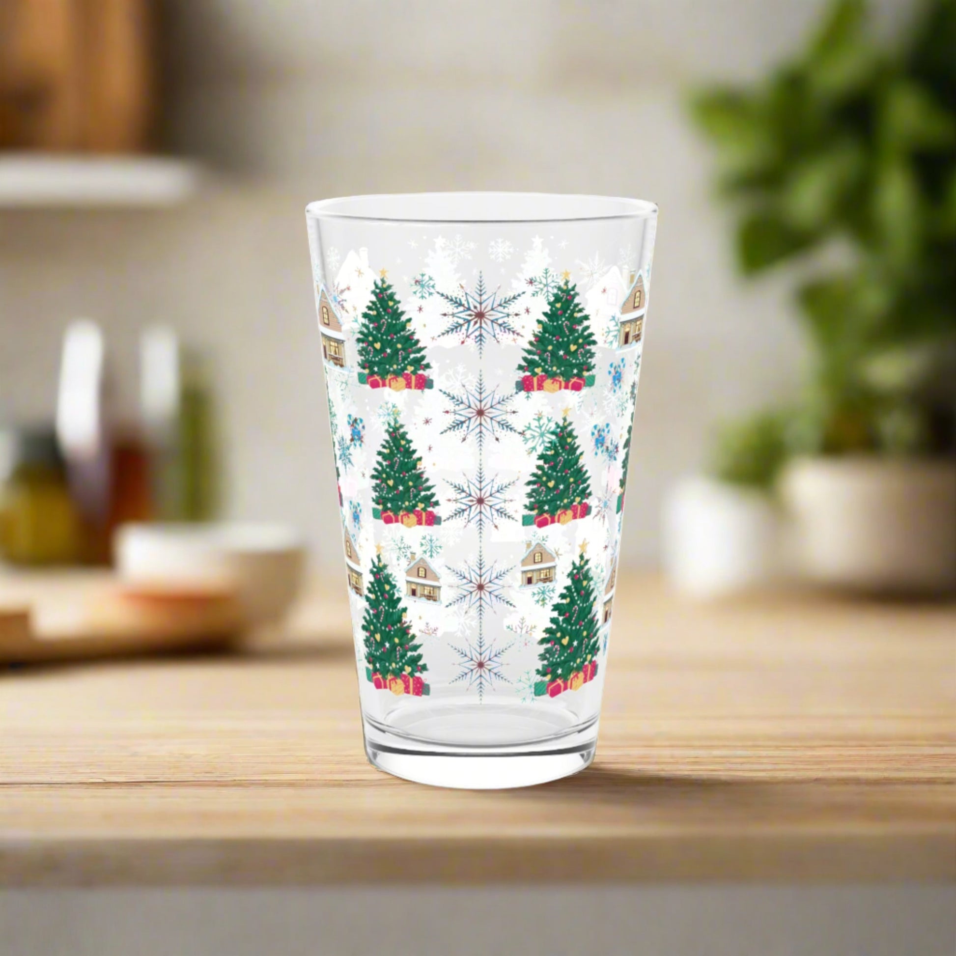 Christmas Trees 16oz Pint Glass Modern Style for Cocktails, Mocktails, Beer, and Water Perfect for Every Occasion Mother's Day Party Drinkware, Housewarming Perfect Gift Party Drinkware, Cocktail, Wedding Perfect for Parties - MRSBYVALLE