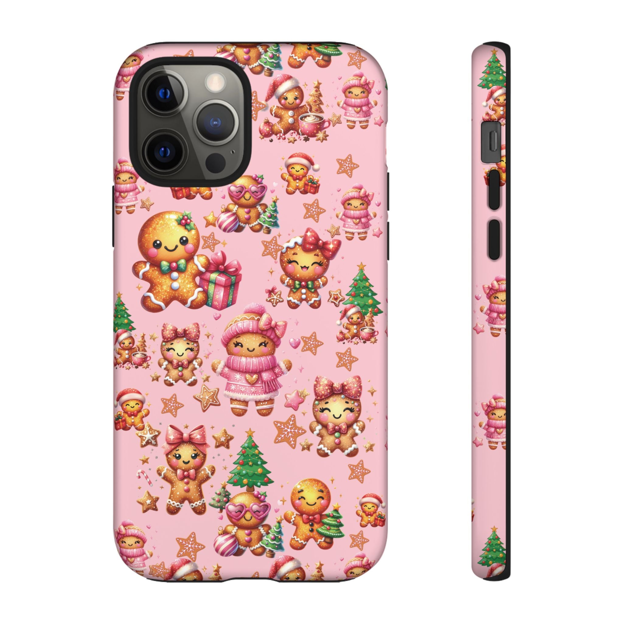 Adorable Pink Gingerbread Girl Phone Case Girly Holiday Vibes, Sweet Christmas Aesthetic, Cute & Festive Gift Idea for Her, Fun Protective Cover
