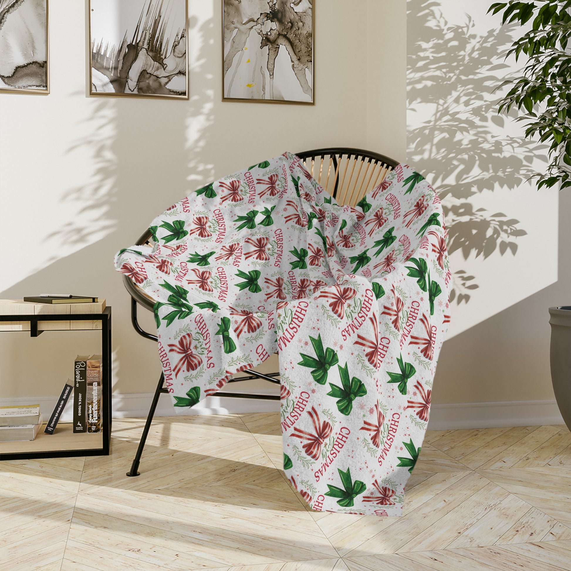 Girly Christmas Coquette Bows Minky Cozy Blanket Throw - Ultra Soft & Warm Bedding, Perfect for Home, Couch, or Bed | Best Gift for All Seasons Plush Microfiber for Maximum Comfort Blanket, Perfect for Snuggling Decor, Housewarming Gift Throw - MRSBYVALLE