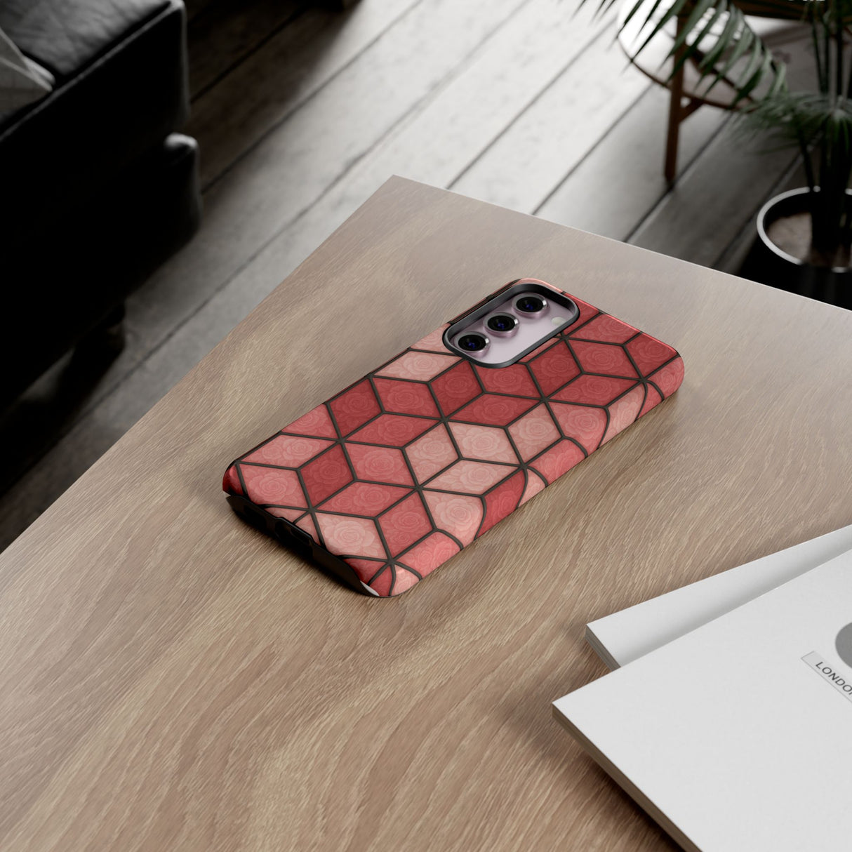 Geometric Stained Glass Illusion Phone Case Colorful Abstract Art, Aesthetic Protective Cover for iPhone, Samsung & Google, Unique Gift Idea Mom
