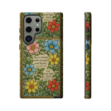 Pastel Floral Stained Glass Bible Verse Phone Case Christian Affirmation, Soft Faith Design, iPhone Samsung Google, Inspirational Gift for HerGift for Christians