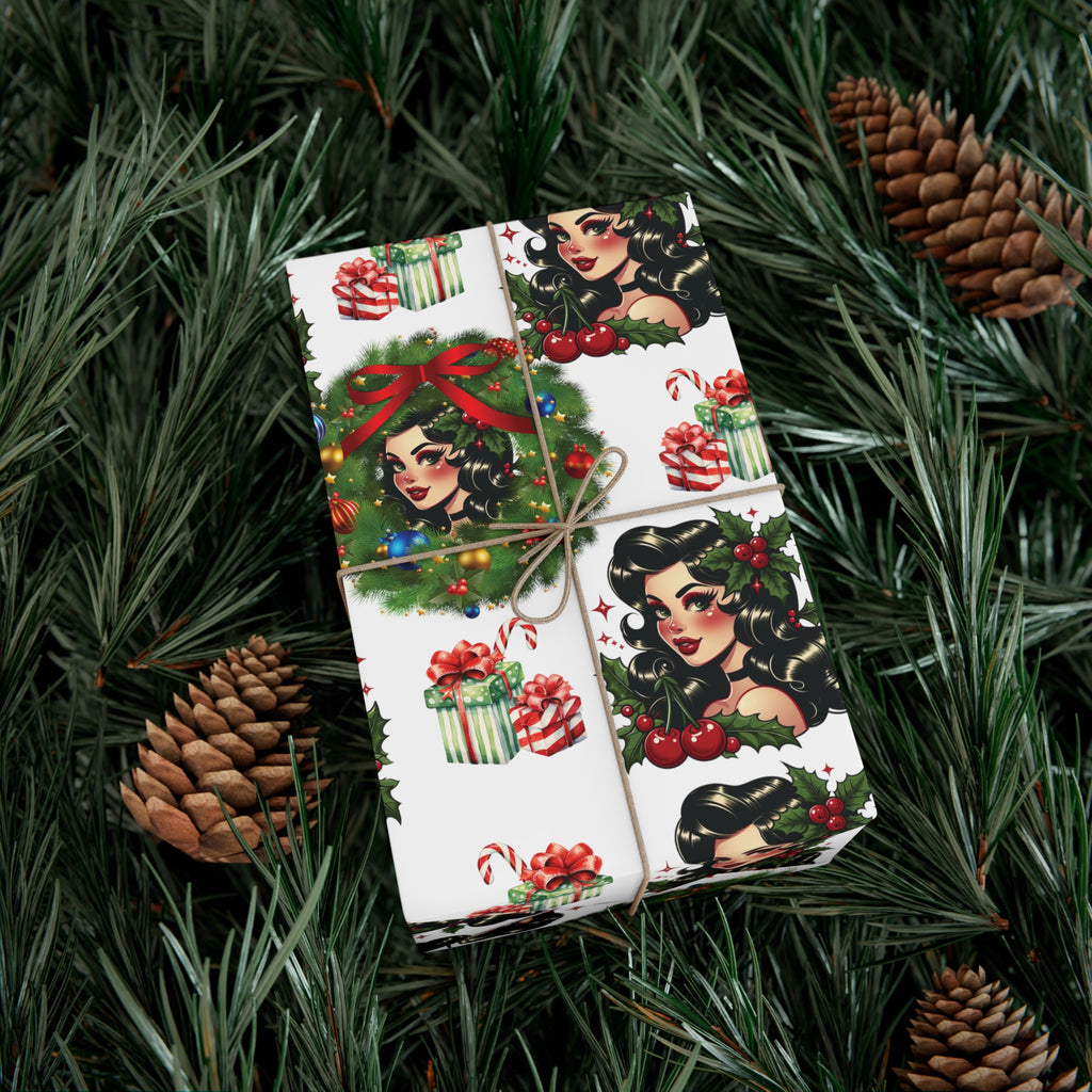 Retro Women Christmas Theme Wrapping Paper Vintage-Inspired Gift Wrap Perfect for Christmas Gifts and Special Occasions, Moms Gift - MRSBYVALLE