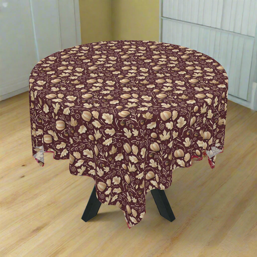 Round tablecloth with floral pattern on a white background