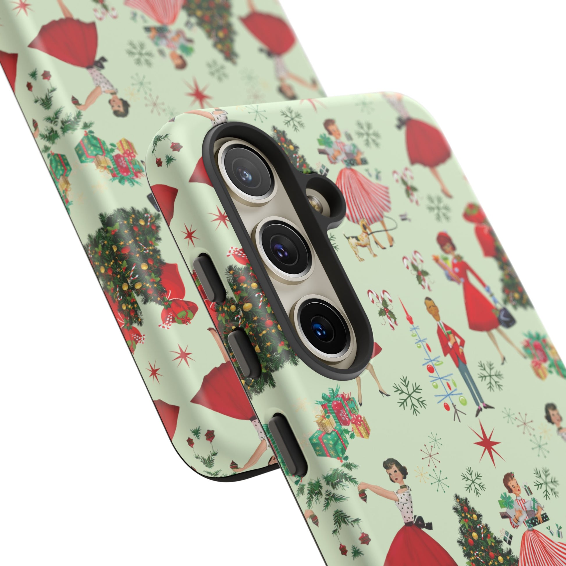 1950s Vintage Phone Case - Retro Christmas Design | Unique Holiday Protection for Your Device | Stylish & Durable Cover Gift for Her Phone 15, Samsung iPhone Samsung Accessory Gift for Her
