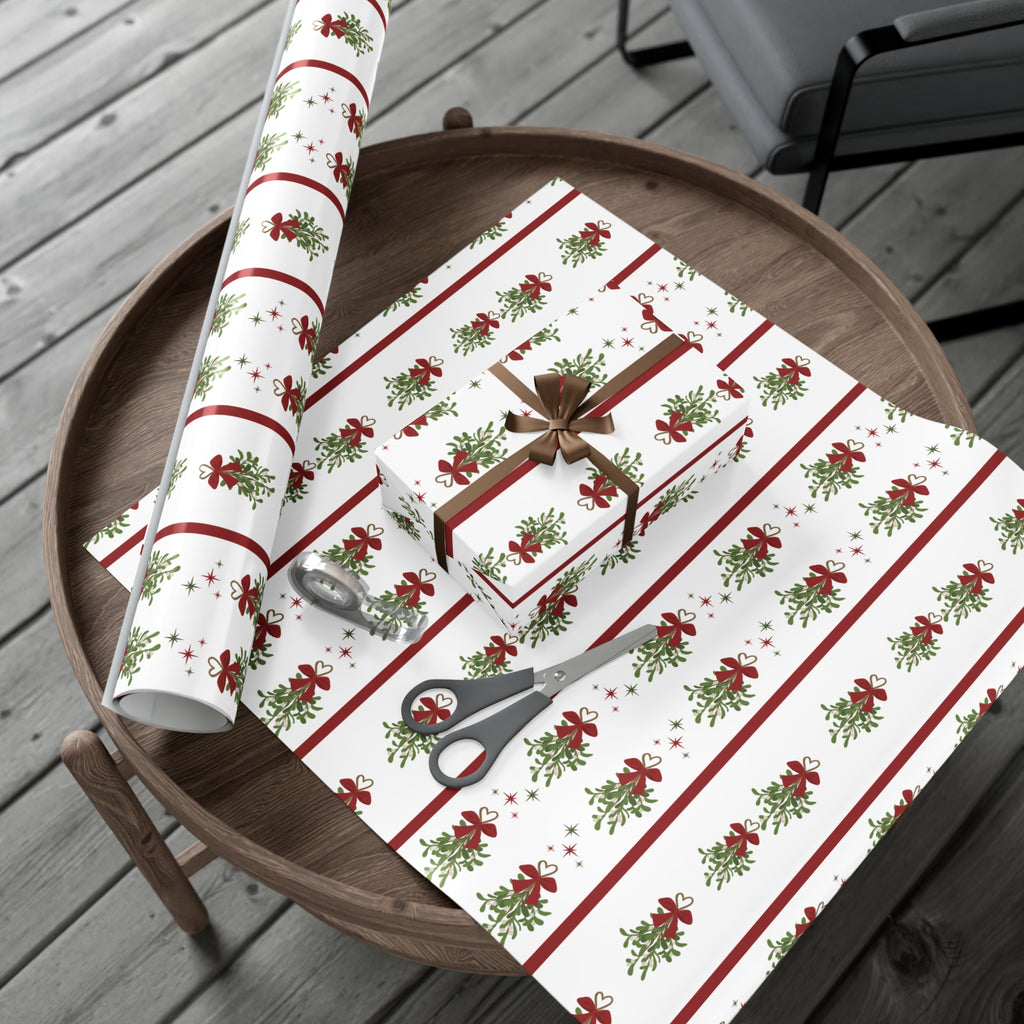 Mistletoe Christmas Wrapping Paper | Elegant 3D Holiday Gift Wrap | Christmas Wrapping paper