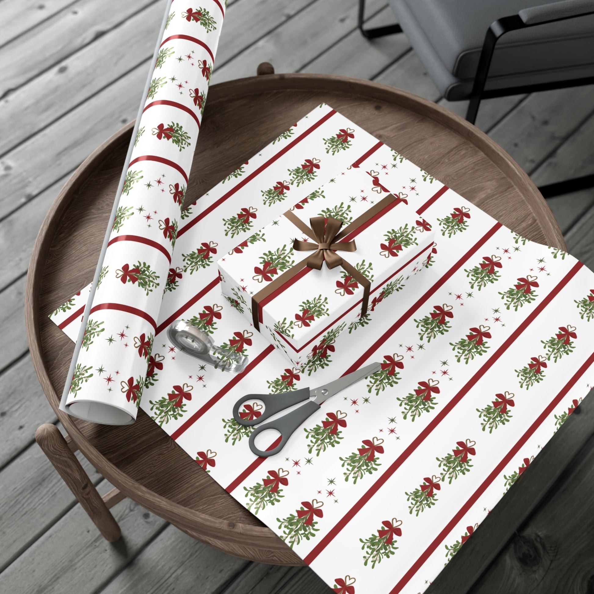 Mistletoe Christmas Wrapping Paper | Elegant 3D Holiday Gift Wrap | Christmas Wrapping paper
