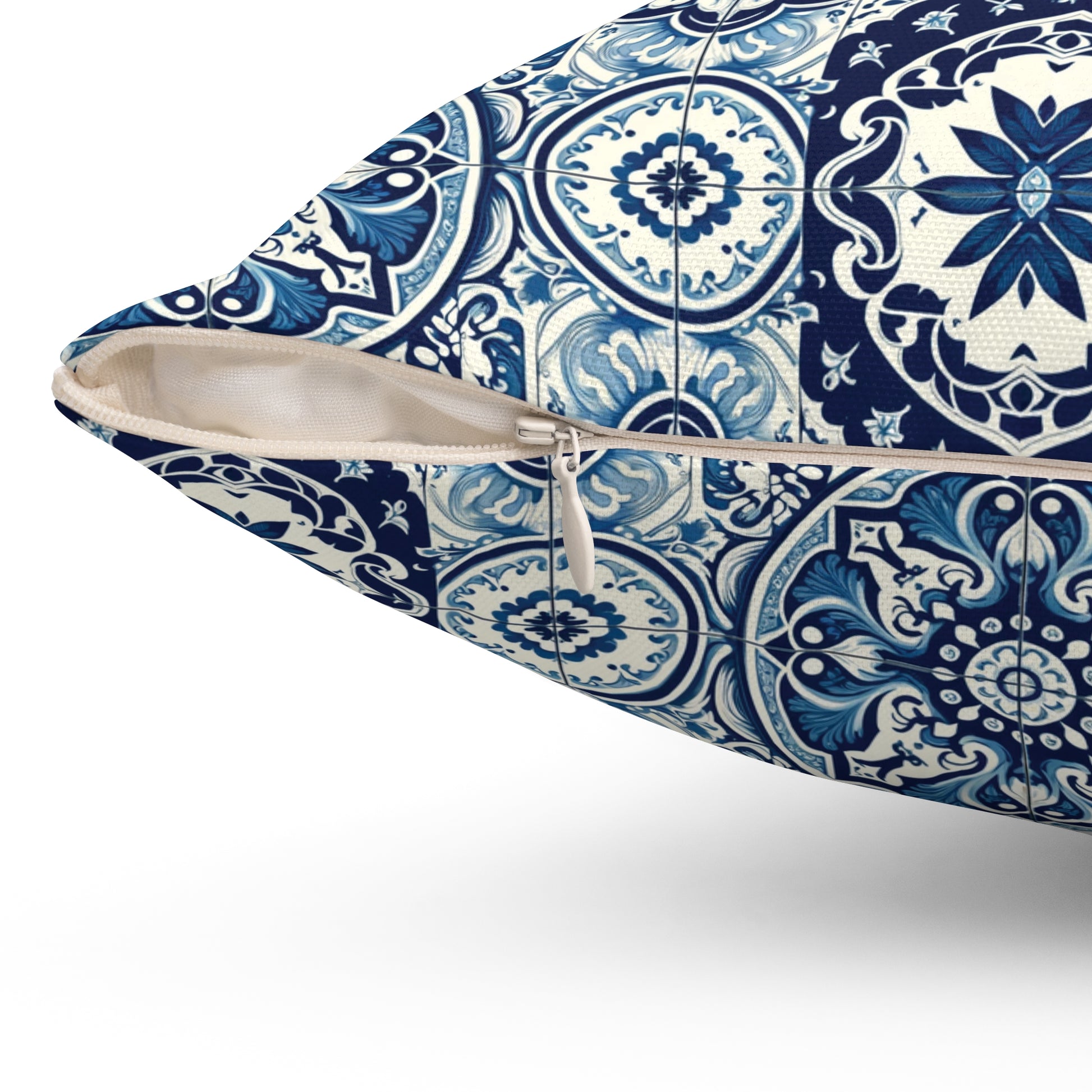 Blue Tile Design Elegance Decorative Pillow Touch of Beauty to Your Decor Living Room Comfort for Bedroom or Housewarming Gift New House, Bridal Shower Gift - MRSBYVALLE