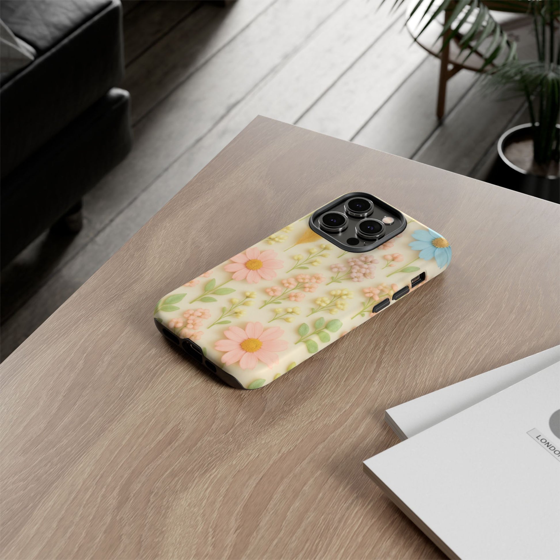 Pastel Dried Flowers Illusion Phone Case 3D Realistic Pressed Floral Design, Bright Botanical Aesthetic, Soft Nature-Inspired CoveriPhone & Galaxy