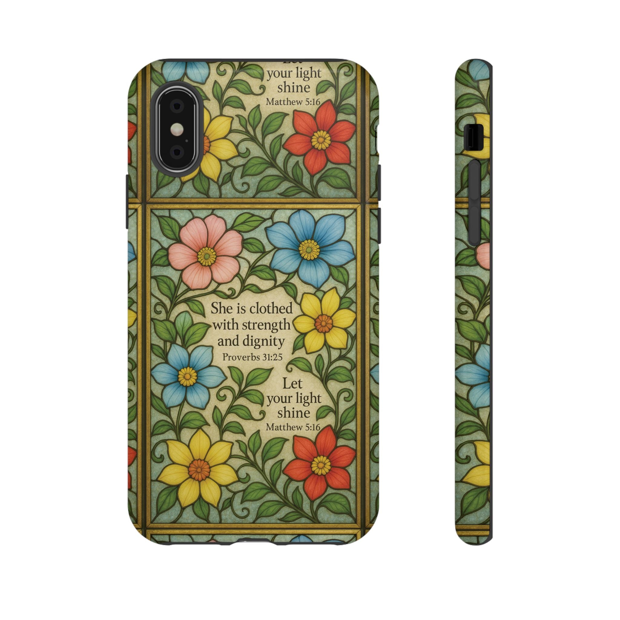 Pastel Floral Stained Glass Bible Verse Phone Case Christian Affirmation, Soft Faith Design, iPhone Samsung Google, Inspirational Gift for HerGift for Christians