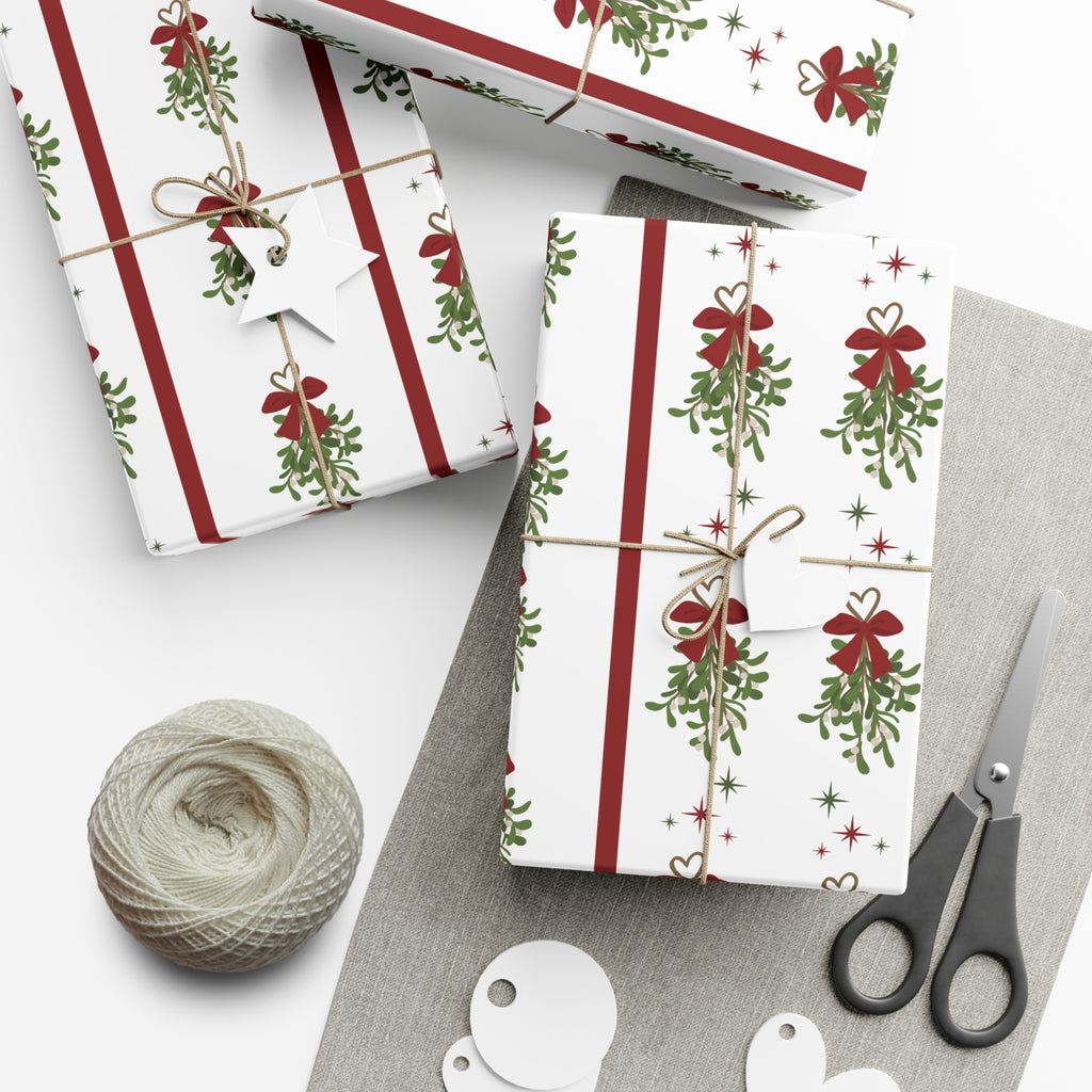 Mistletoe Christmas Wrapping Paper | Elegant 3D Holiday Gift Wrap | Christmas Wrapping paper