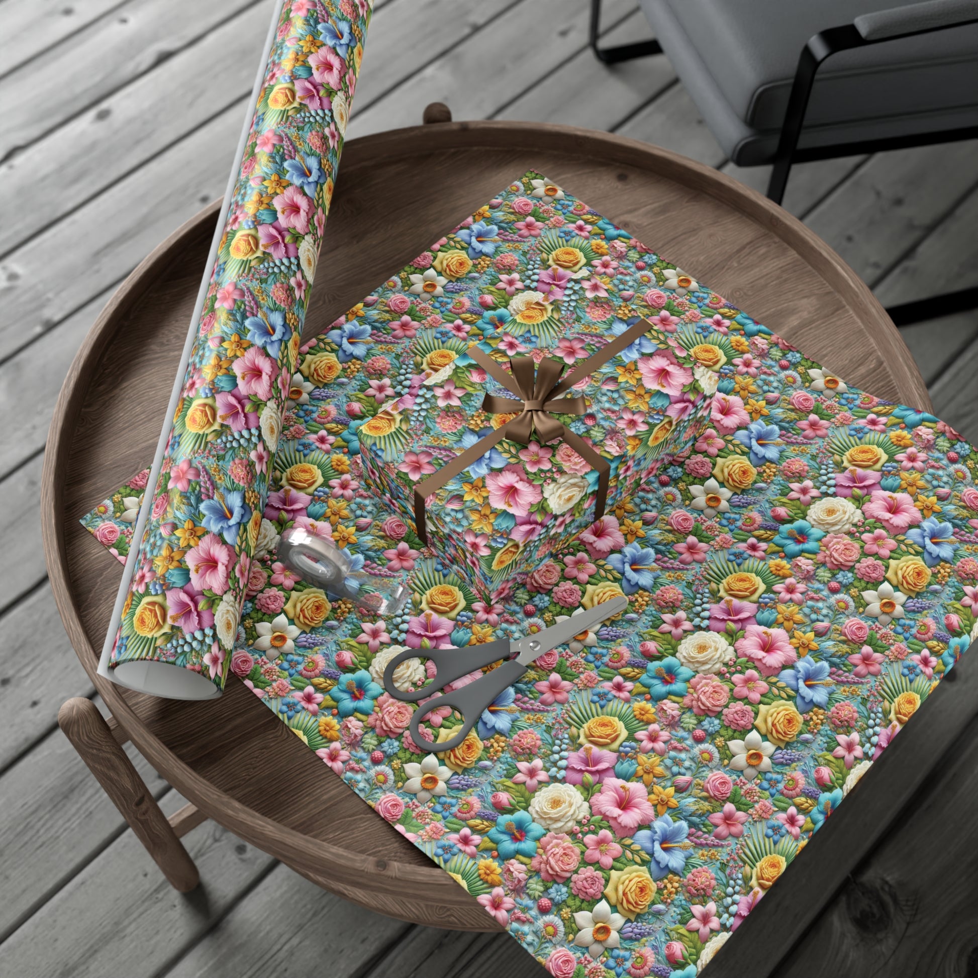 Gift Wrap Pastel Floral Wrapping Paper Elegant Flower Design, Premium Quality Gift Wrap for All Occasions, Beautiful Versatile for Birthdays, Weddings, and More Decor - MRSBYVALLE
