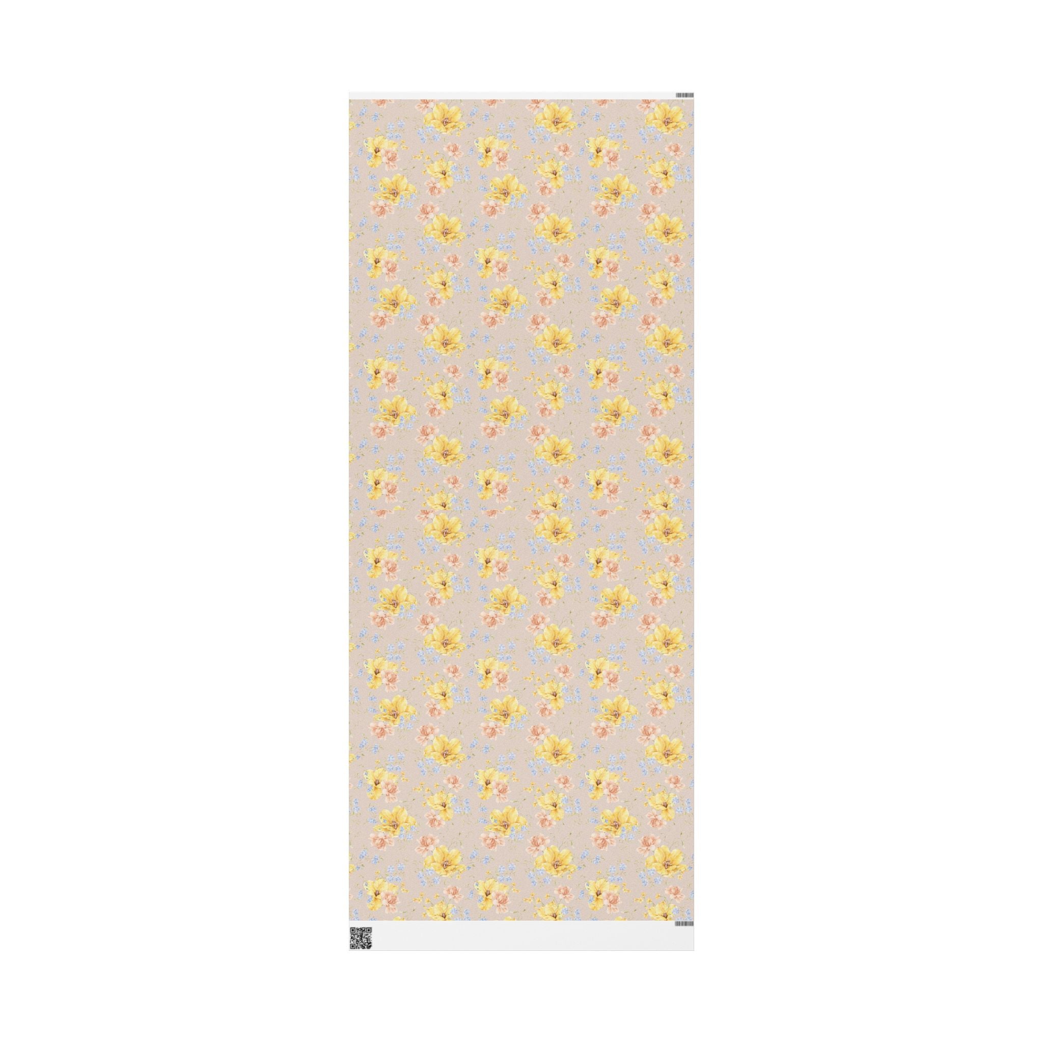 Yellow and Blue Floral Wrapping Paper | Wedding, Birthday & Bridal Shower Gift Wrap