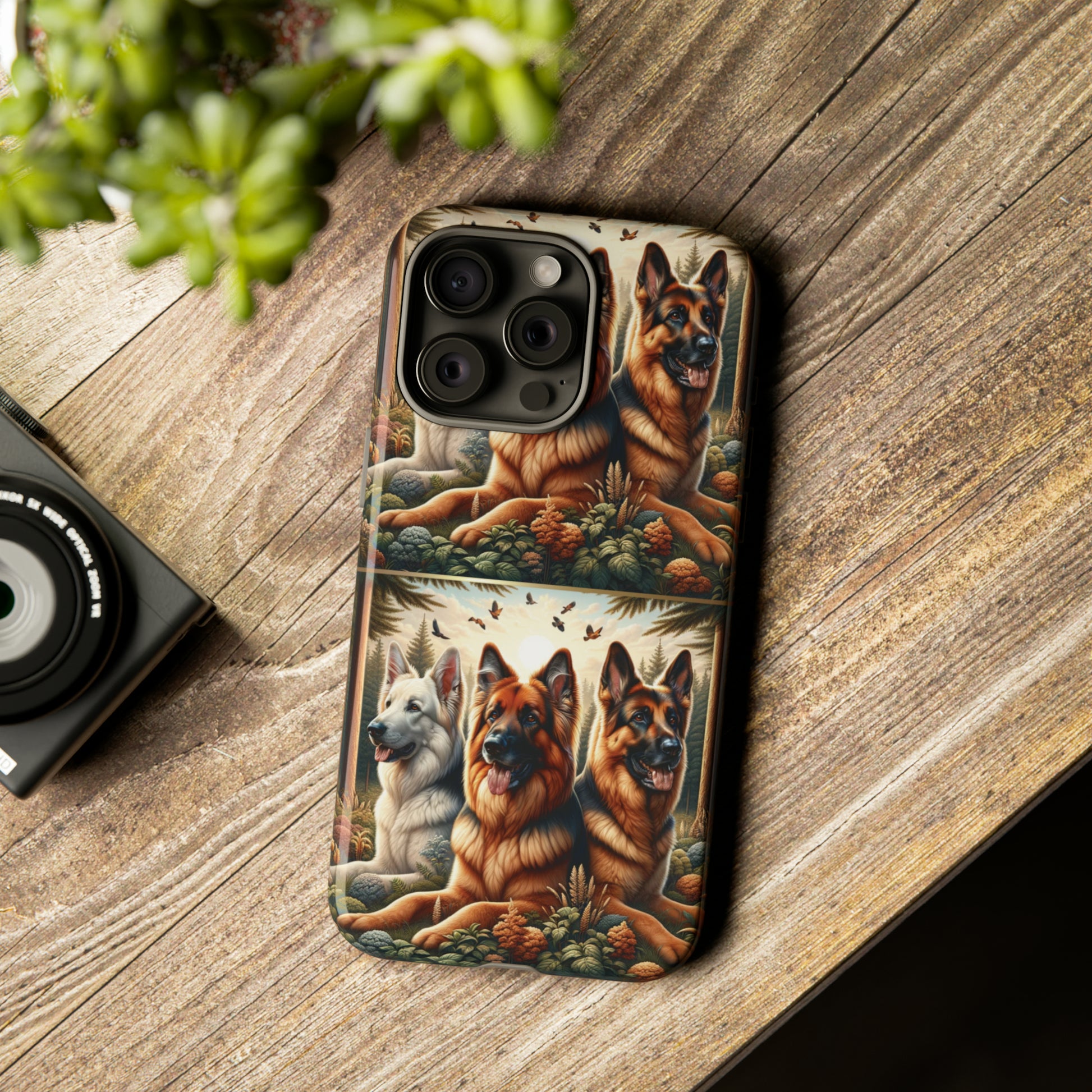 German Shepherd Phone Tough Case Floral Elegant Durable Dog Lover Devices iPhone 15, Samsung iPhone Samsung Accessory Gift for Her.