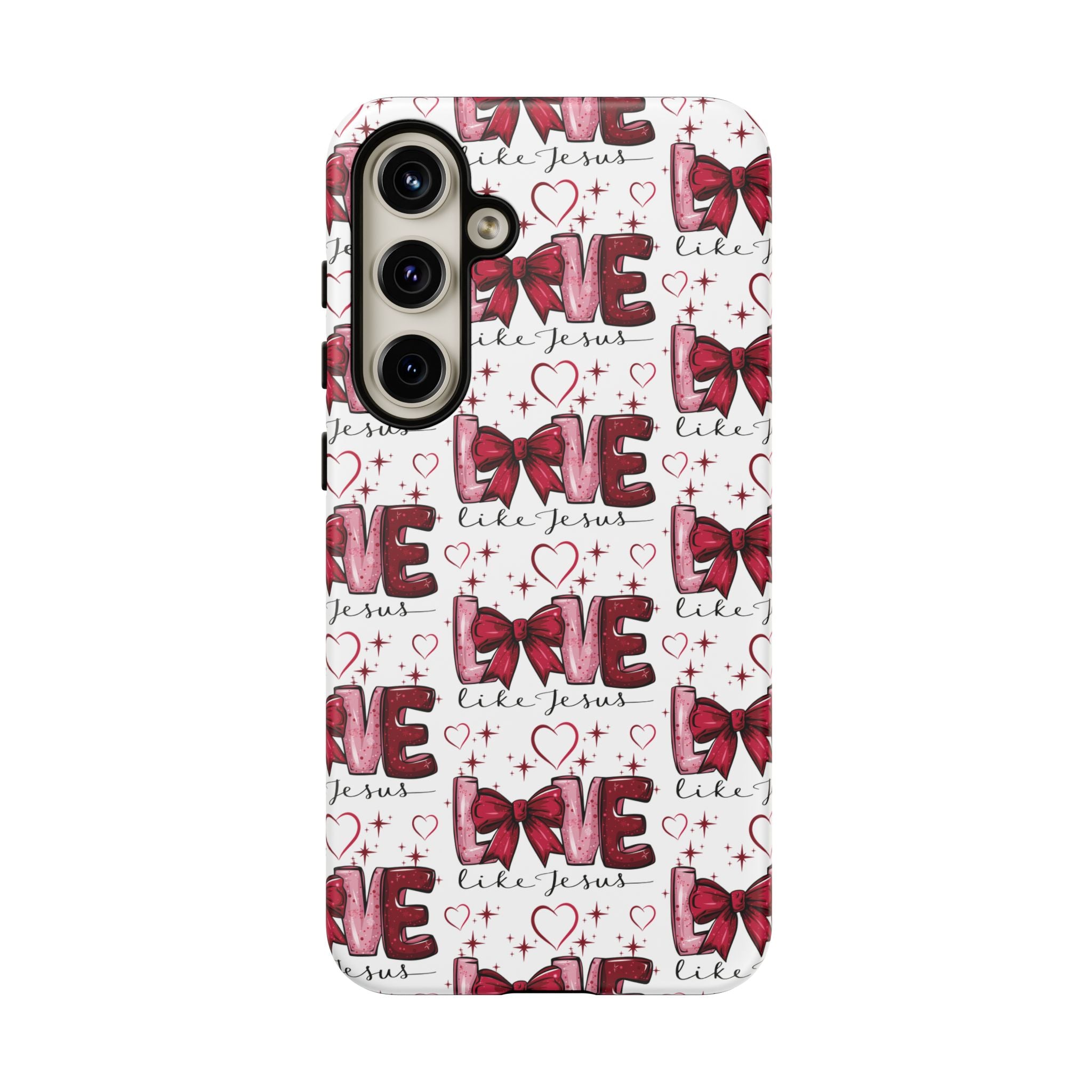 Love Like Jesus Red Bows and Hearts—Tough, Faithful Phone Cases & Religious iPhone Accessories: Protect Your Device & Show Your Faith