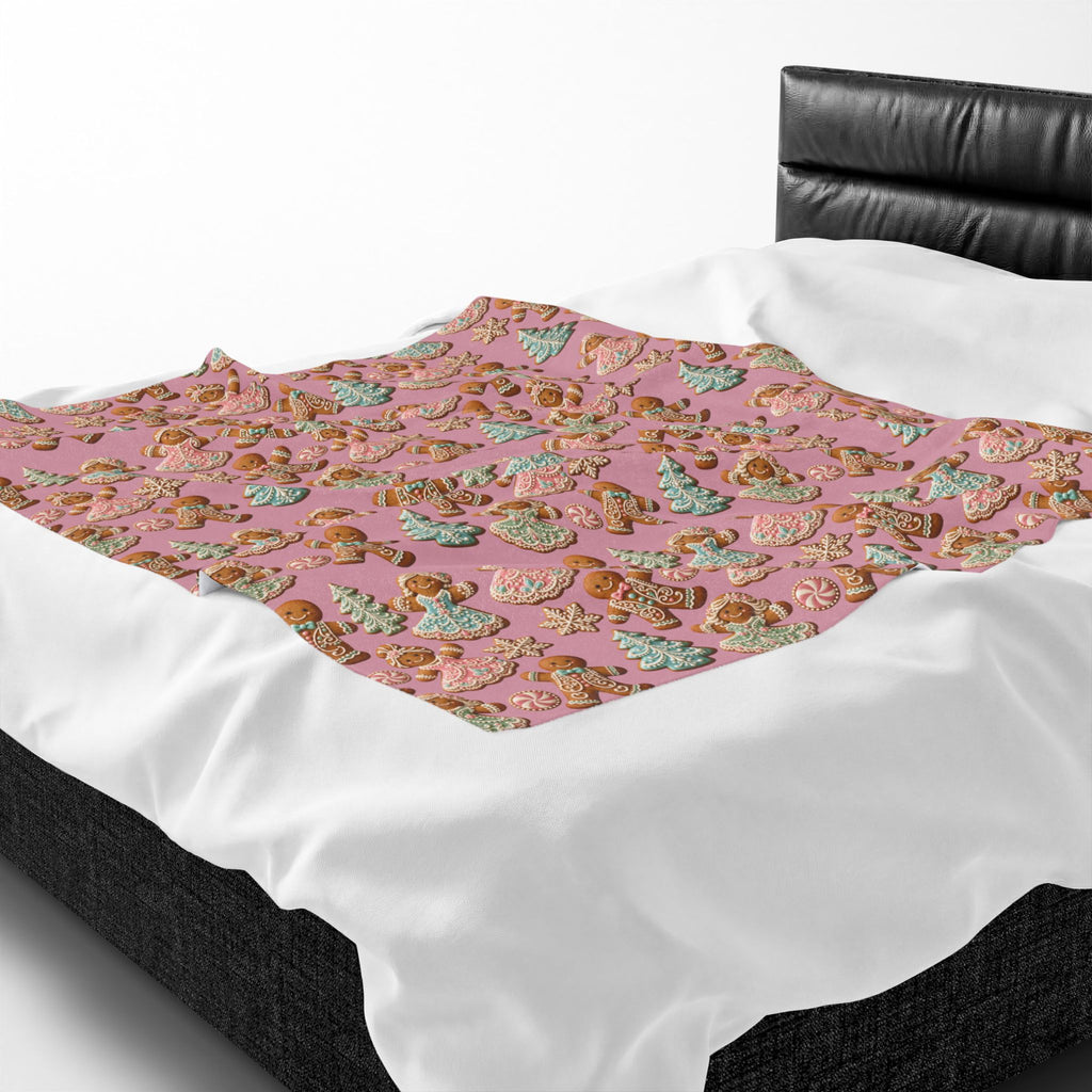 Gingerbread Holiday Velveteen Plush Blanket