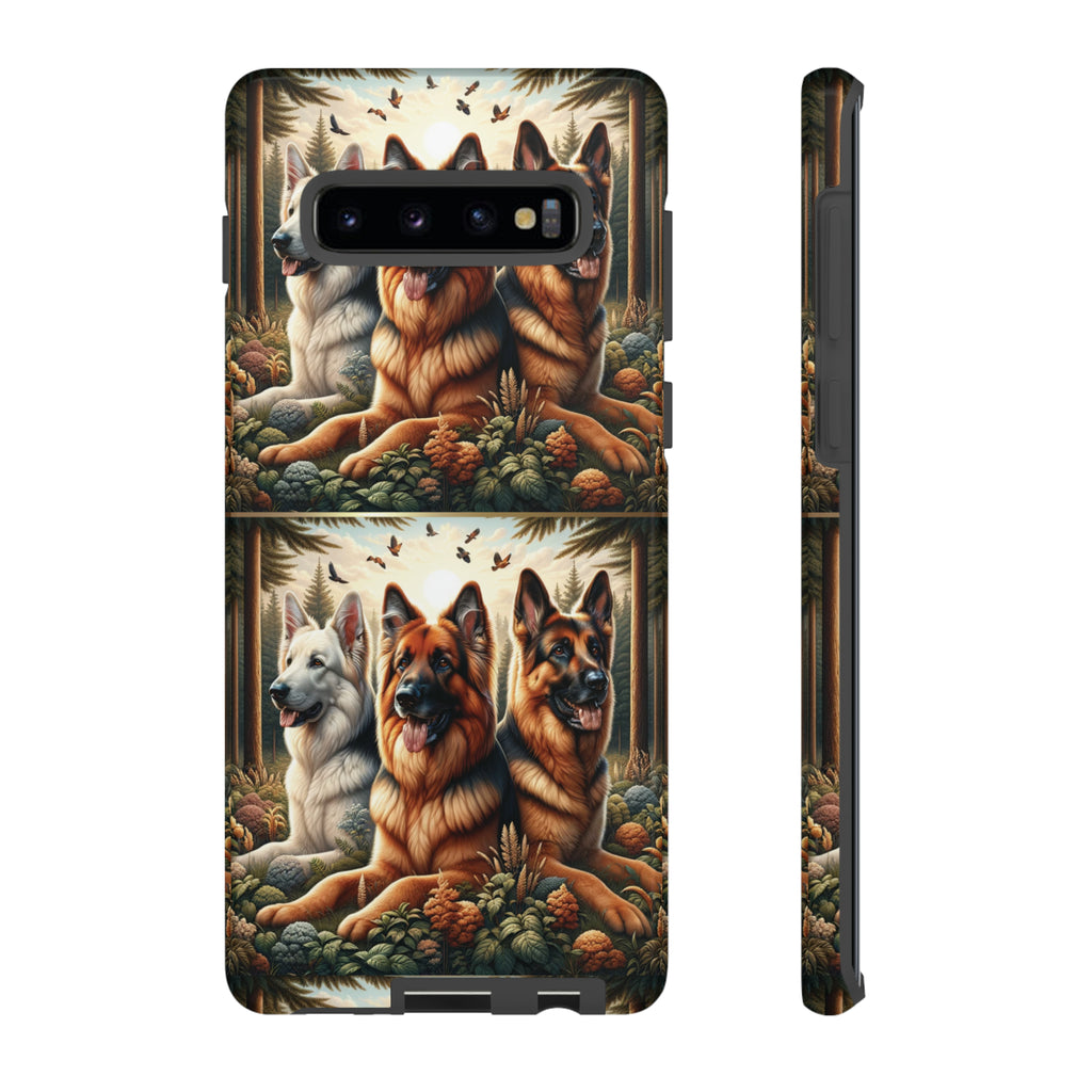German Shepherd Phone Tough Case Floral Elegant Durable Dog Lover Devices iPhone 15, Samsung iPhone Samsung Accessory Gift for Her.