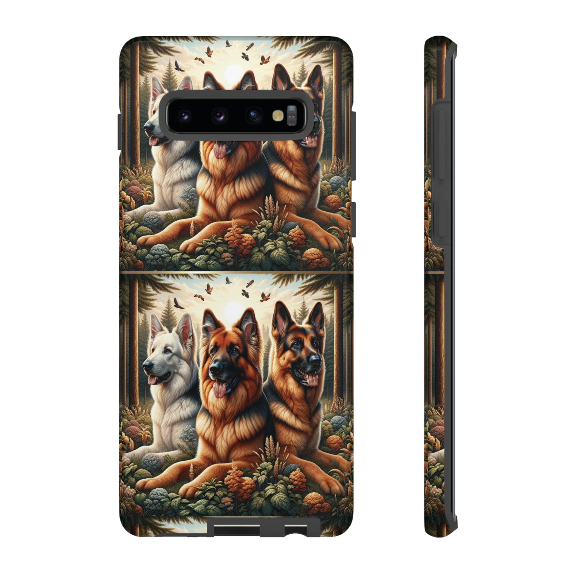 German Shepherd Phone Tough Case Floral Elegant Durable Dog Lover Devices iPhone 15, Samsung iPhone Samsung Accessory Gift for Her.