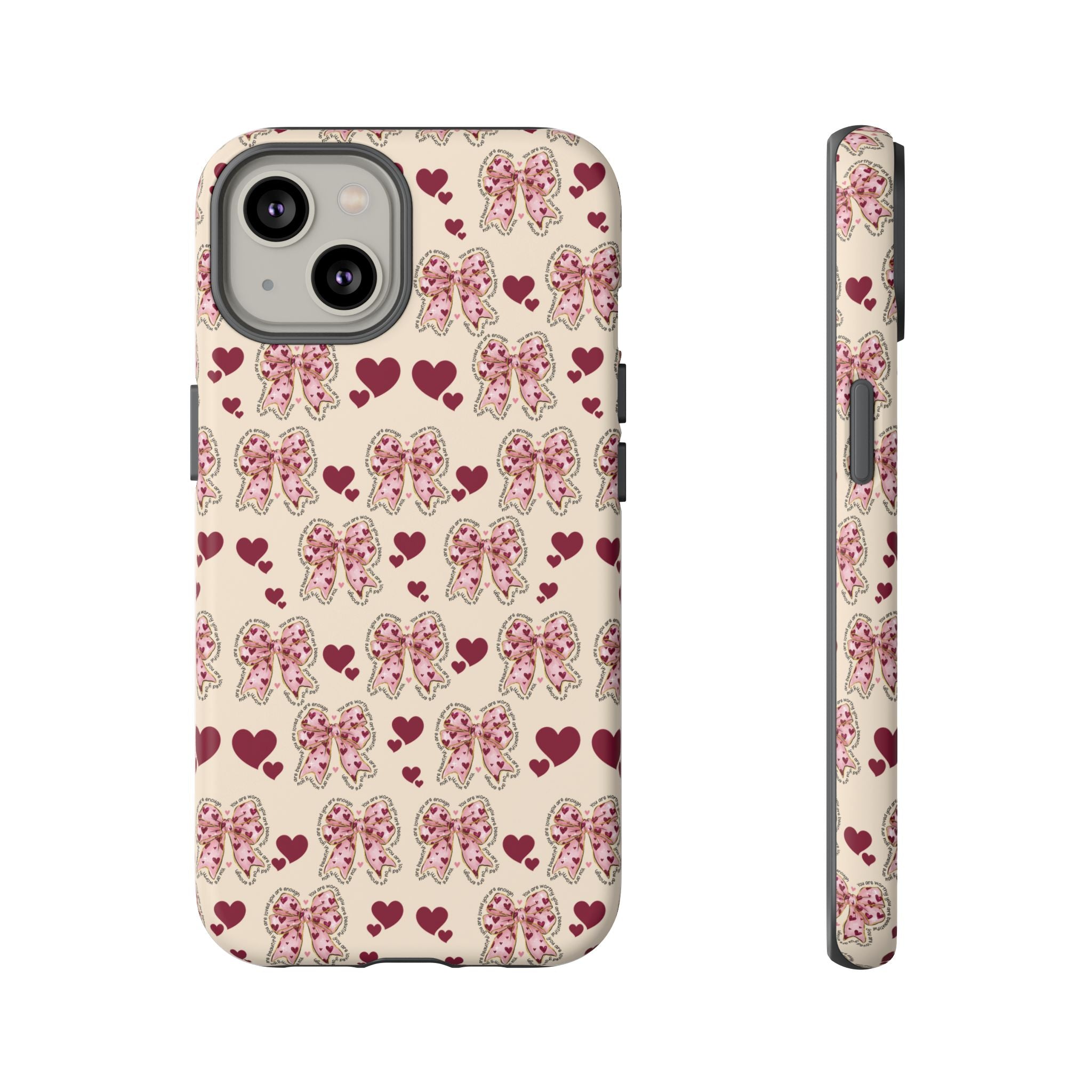 Charming Hearts & Pink Bows Phone Case Stylish & Durable Protection for Your Device | Scratch-Resistant, Slim Fit, and Lightweight Design for Everyday Use for iPhone & Android | Fresh Nature-Inspired Design!