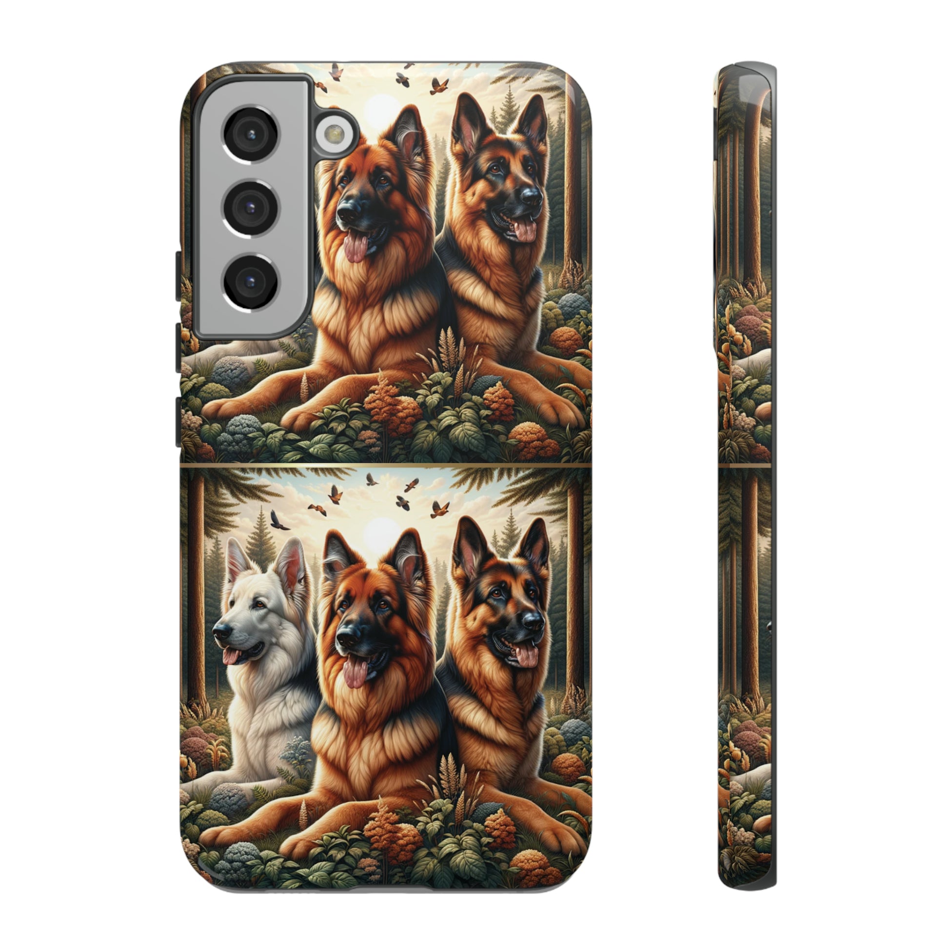 German Shepherd Phone Tough Case Floral Elegant Durable Dog Lover Devices iPhone 15, Samsung iPhone Samsung Accessory Gift for Her.