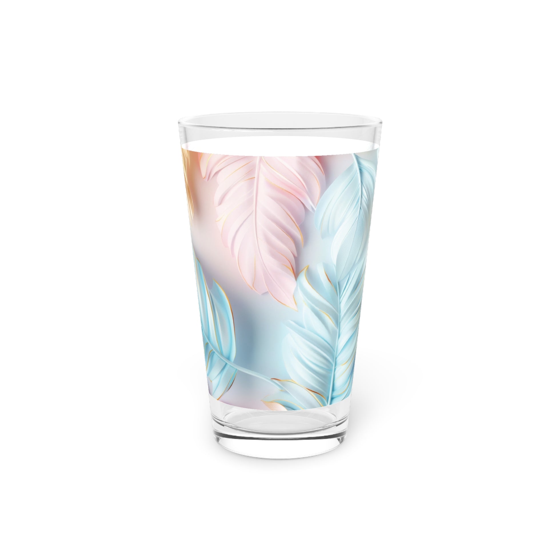 New House Pastel Feathers 16oz Pint Glass Modern Style for Cocktails, Mocktails, Beer, and Water Perfect for Every Occasion Mother's Day Party Drinkware, Housewarming Perfect Gift Party Drinkware, Cocktail, Wedding Perfect for Parties - MRSBYVALLE
