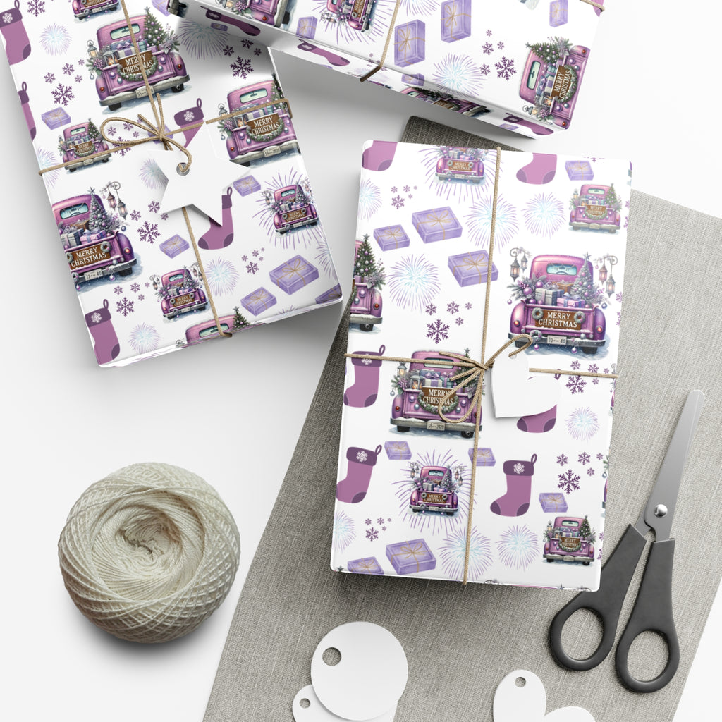 Elegant Lavender Christmas Wrapping Paper Soft Pastel Design with Snowflakes and Sparkling Accents, Perfect for Adding a Unique Touch to Your Holiday Gifts - MRSBYVALLE
