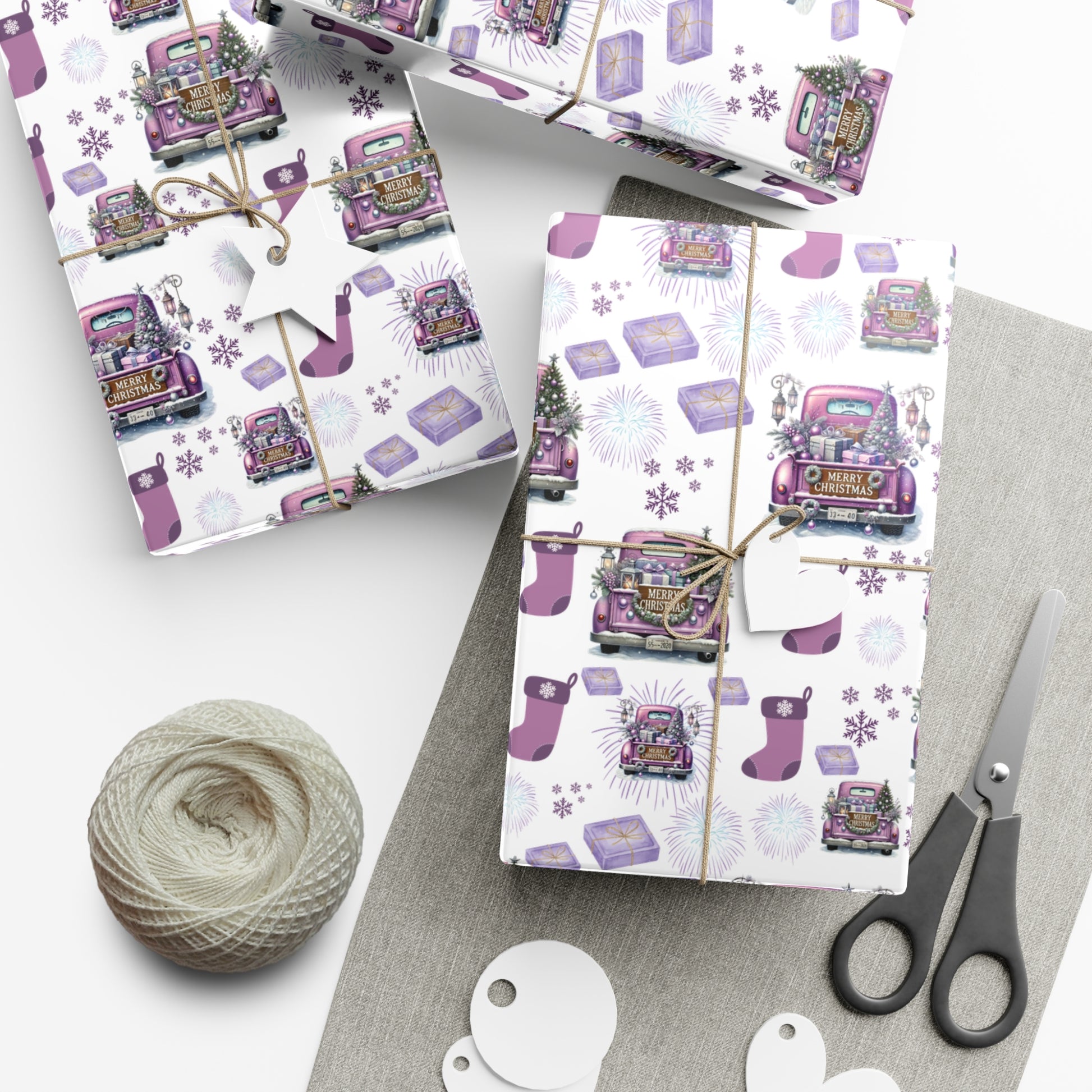 Elegant Lavender Christmas Wrapping Paper Soft Pastel Design with Snowflakes and Sparkling Accents, Perfect for Adding a Unique Touch to Your Holiday Gifts - MRSBYVALLE