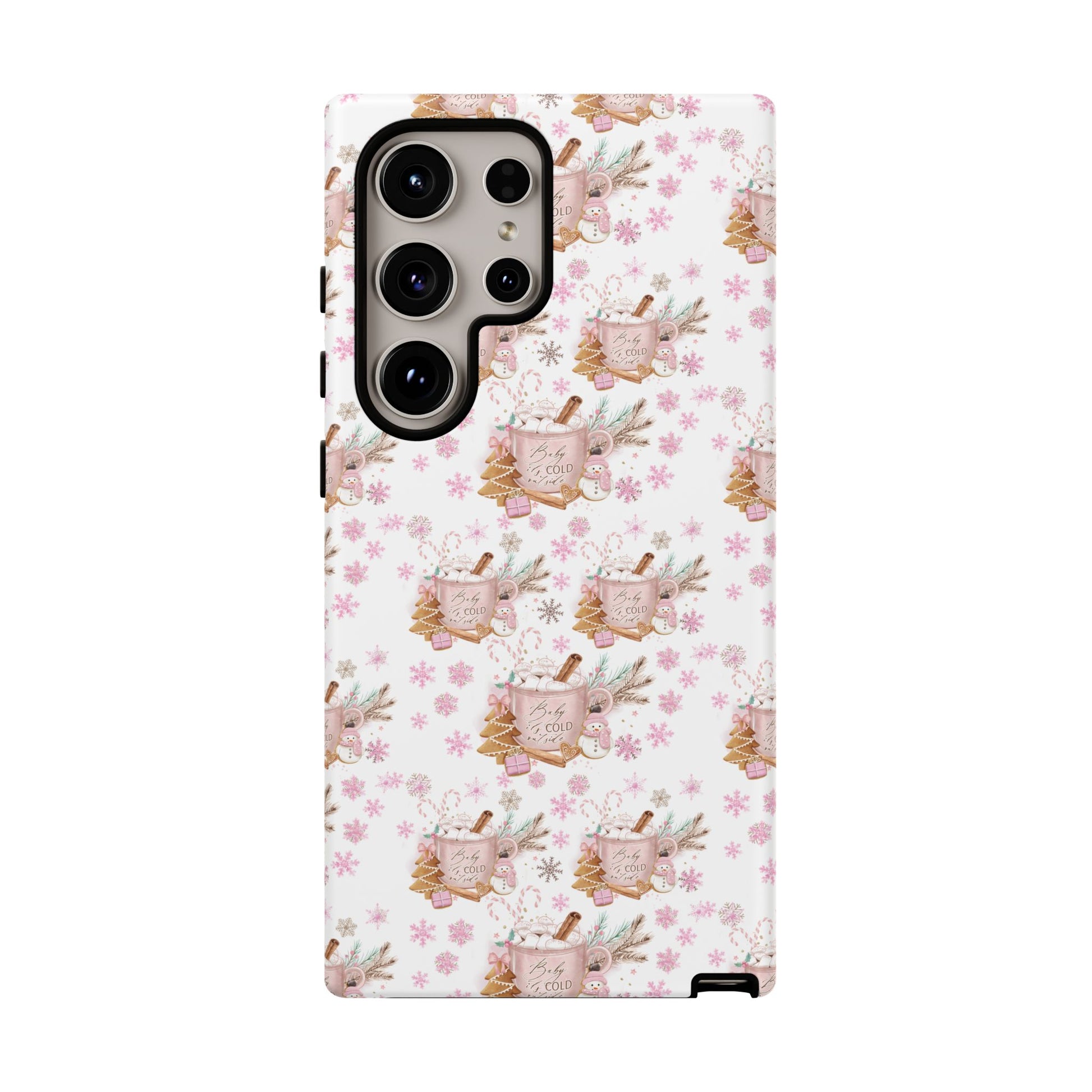 Baby it's Cold Outside Pink and White Phone Case Unique Holiday Protection for Your Device | Stylish & Durable Cover Gift for Her Phone 15, Samsung iPhone Samsung Accessory Gift for Her