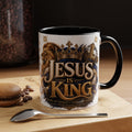 Jesus Is King Coffee Mug Christian Faith Accent Mug (11/15oz) Gift for Dad Mom
