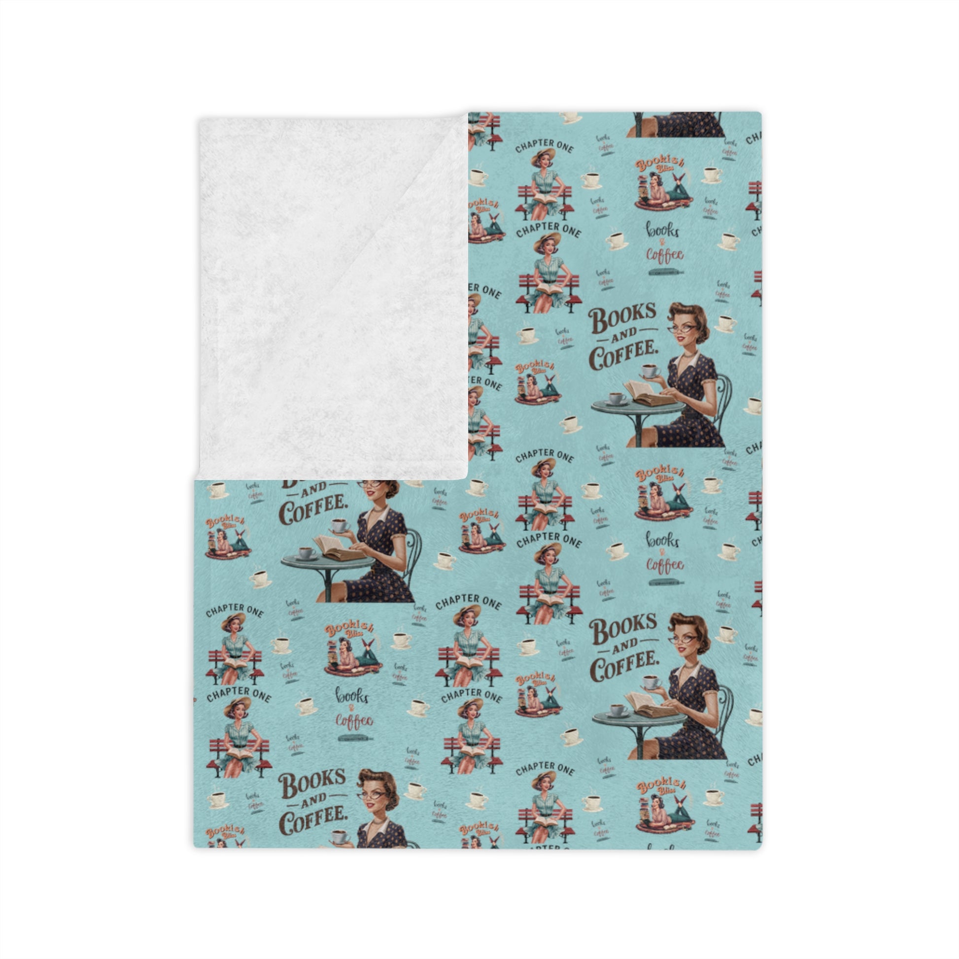 Books and Coffee Retro 50s Minky Blanket Throw Ultra-Soft Minky Blanket Cozy Comfort Blanket Elegant Home Decor Plush Microfiber for Maximum Comfort Blanket, Perfect for Snuggling Decor, Cozy All-Season Warmth, Housewarming Gift Throw - MRSBYVALLE