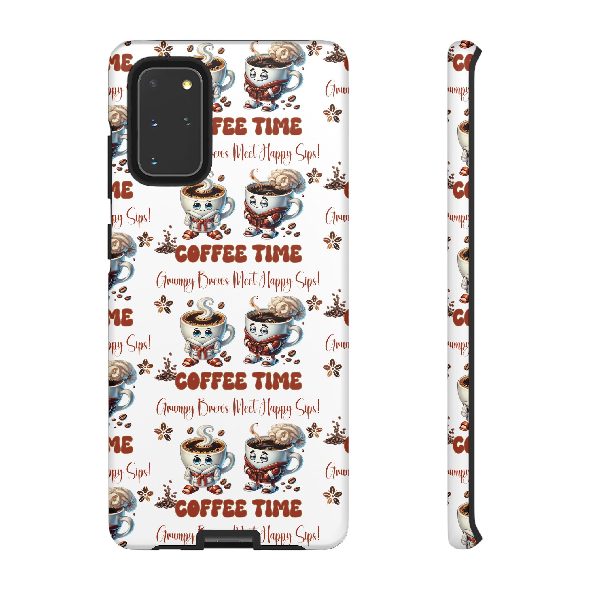 Grumpy Brews Meet Happy Sips Phone Case Compatible with iPhone, Samsung & Pixel | Fun, Durable Protection for Coffee Lovers | Unique Design, Shockproof & Scratch-Resistant Perfect for Coffee Lover - MRSBYVALLE