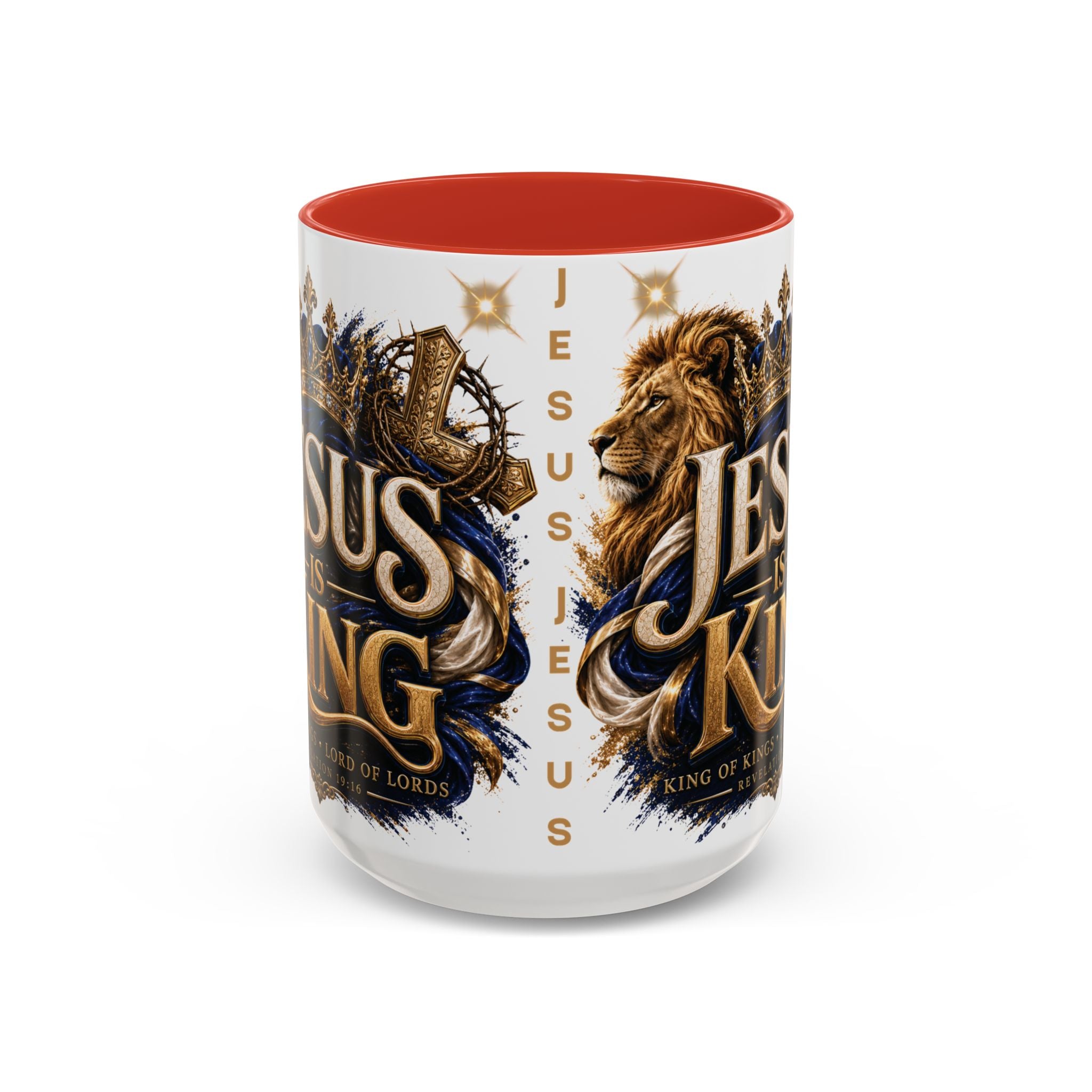 Jesus Is King Coffee Mug Christian Faith Accent Mug (11/15oz) Gift for Dad Mom