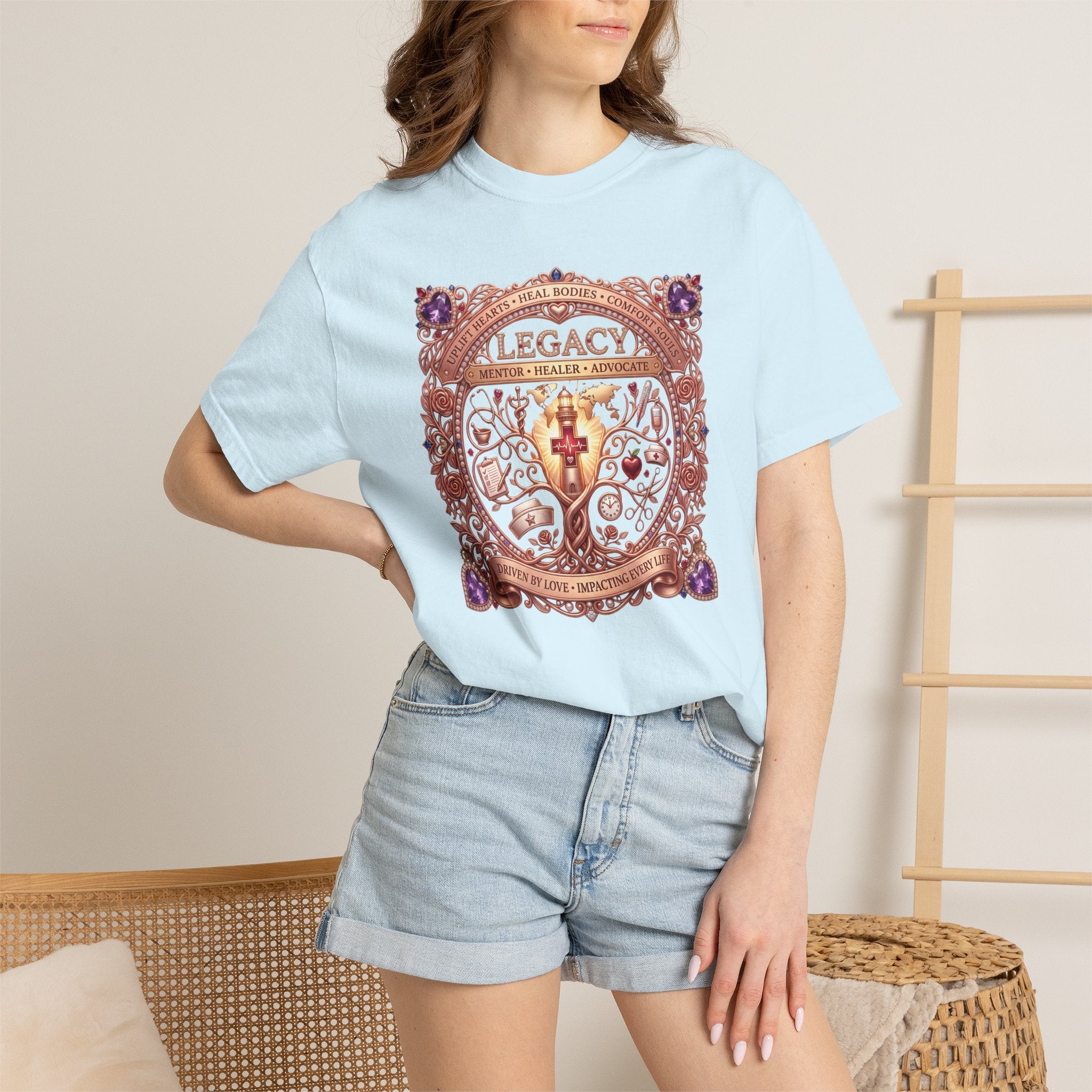 Nurse: Uplift Hearts, Heal Bodies, Comfort Souls Comfort Colors® T-Shirt | Mentor, Healer, Advocate, Legacy Gift for Her