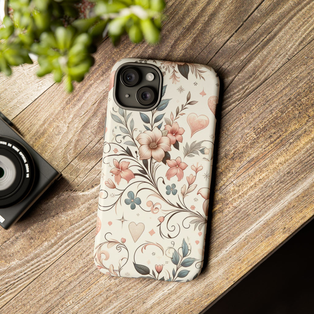 Floral Design Luxury Phone Tough Case Floral Elegant Durable Stylish for Modern Devices iPhone 17, 16 15, Samsung iPhone Samsung Accessory Gift for Her