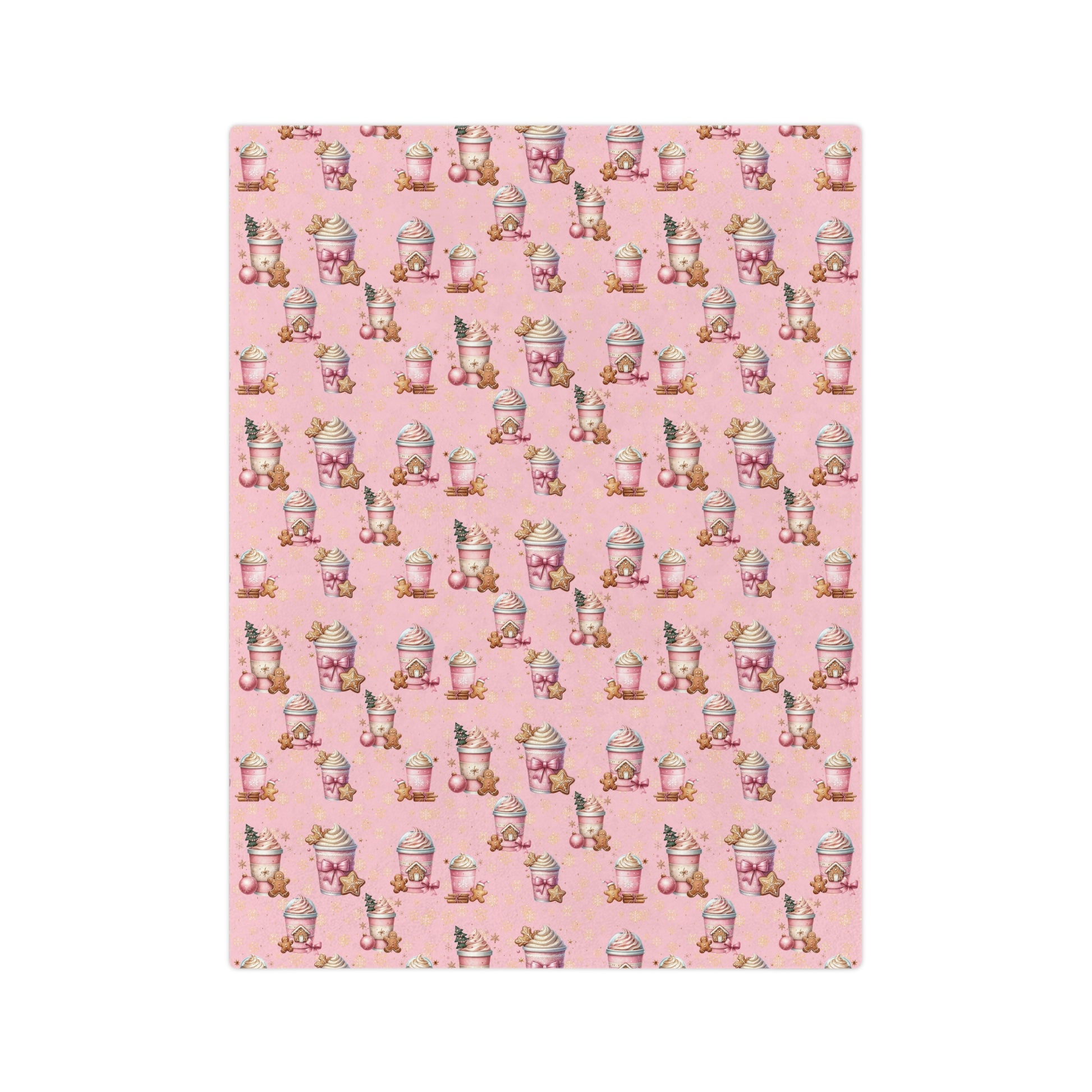 Cozy Christmas Pink Gingerbread People with Coffee Minky Blanket Soft, Festive, and Perfect for Holiday Snuggles and Gifting Housewarming Gift Throw - MRSBYVALLE