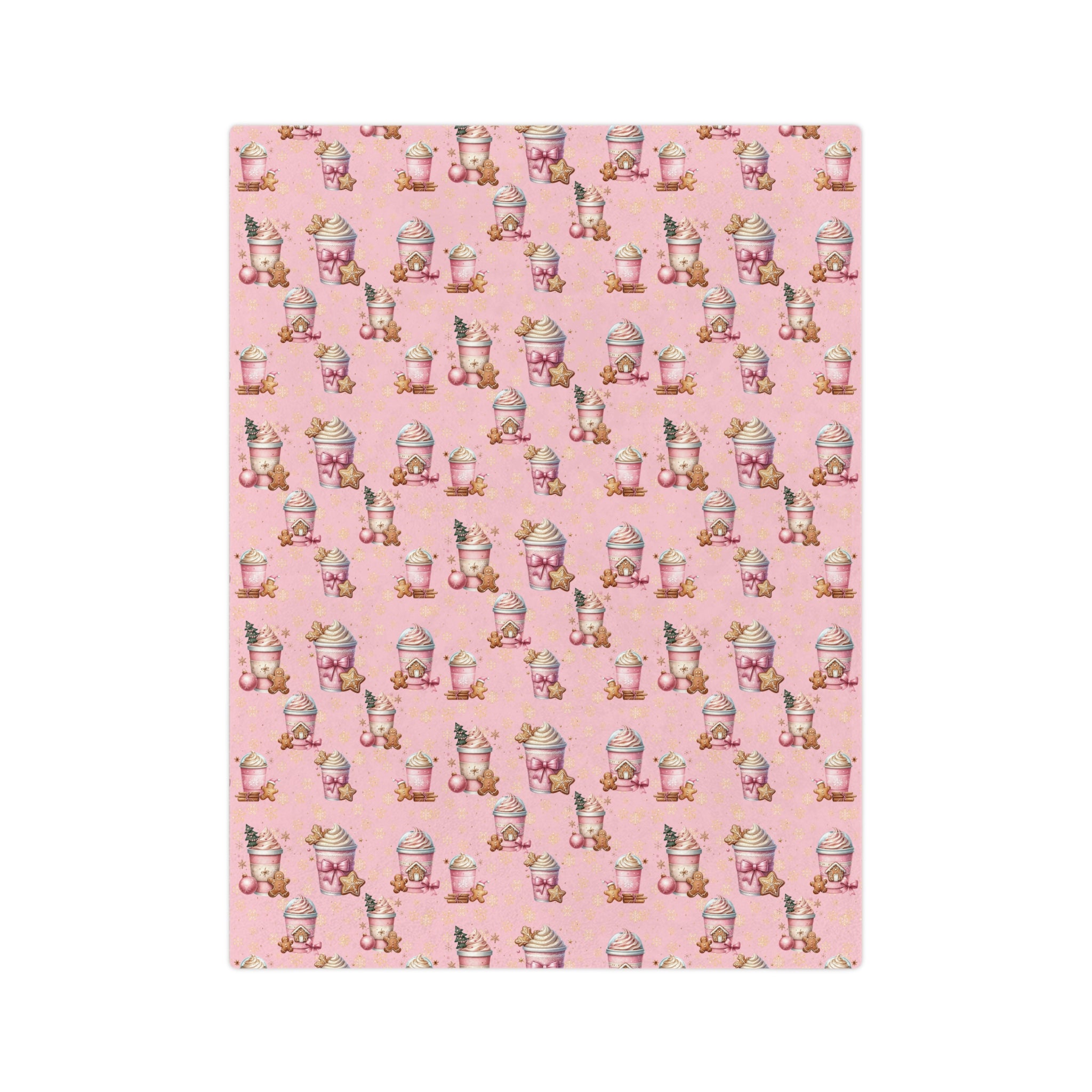 Cozy Christmas Pink Gingerbread People with Coffee Minky Blanket Soft, Festive, and Perfect for Holiday Snuggles and Gifting Housewarming Gift Throw - MRSBYVALLE