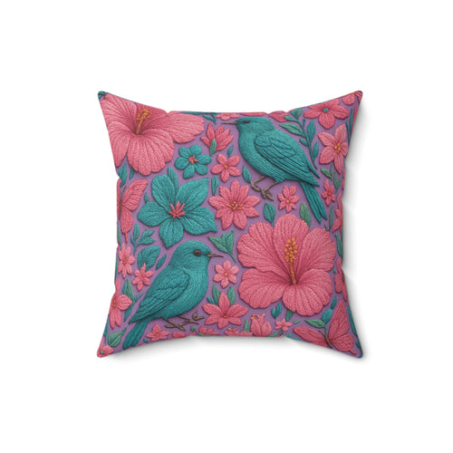 3D Illusion Floral & birds Pillow Square Decorative Throw Pillow, Cottagecore Aesthetic, Romantic Home Decor, Cozy Gift for Her, Double-Sided PrintBedroom, or Reading Nook