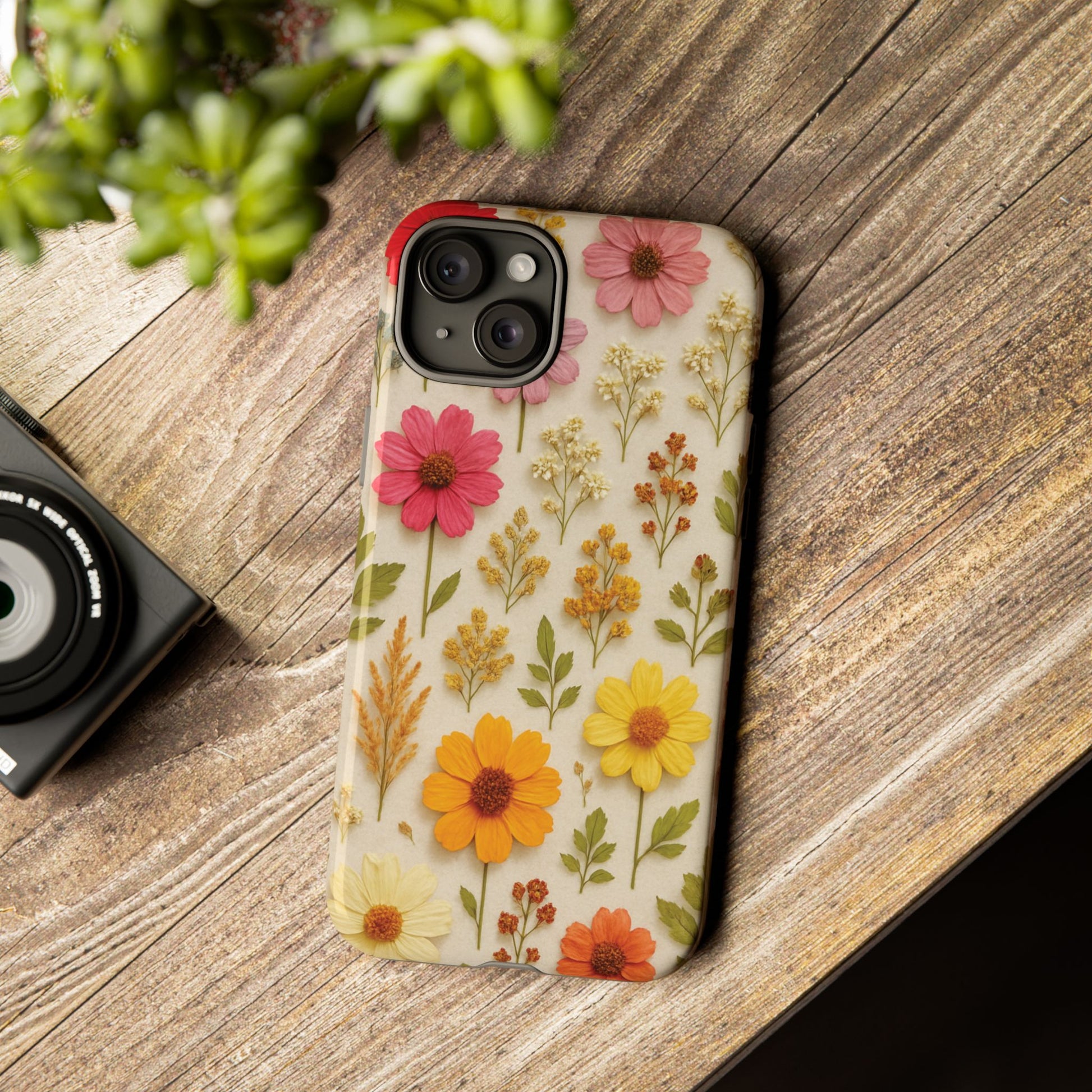 Dried Flowers Illusion Phone Case – Realistic Botanical Aesthetic, Colorful Pressed Floral Art, Trendy Nature-Inspired Protective Cover  iPhone & Samsung Models