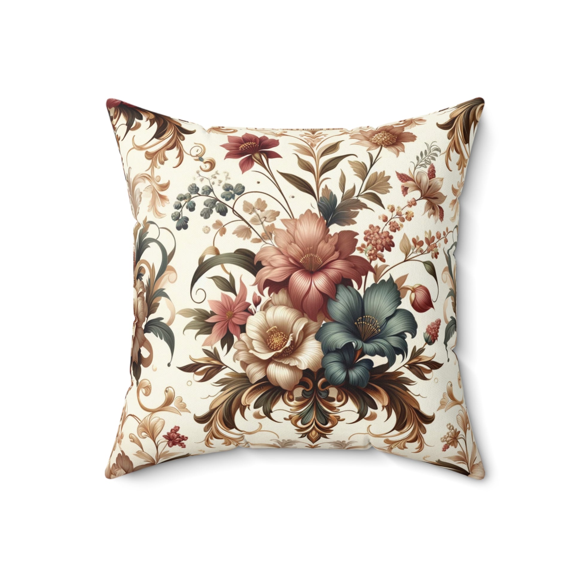 Romantic Floral Heart square Pillow Ideal Wedding Mother's Day Gift Luxurious Home Gold Luxurious Elegant Home Living Room Comfort for Bedroom or Housewarming Gift New House, Bridal Shower Gift.