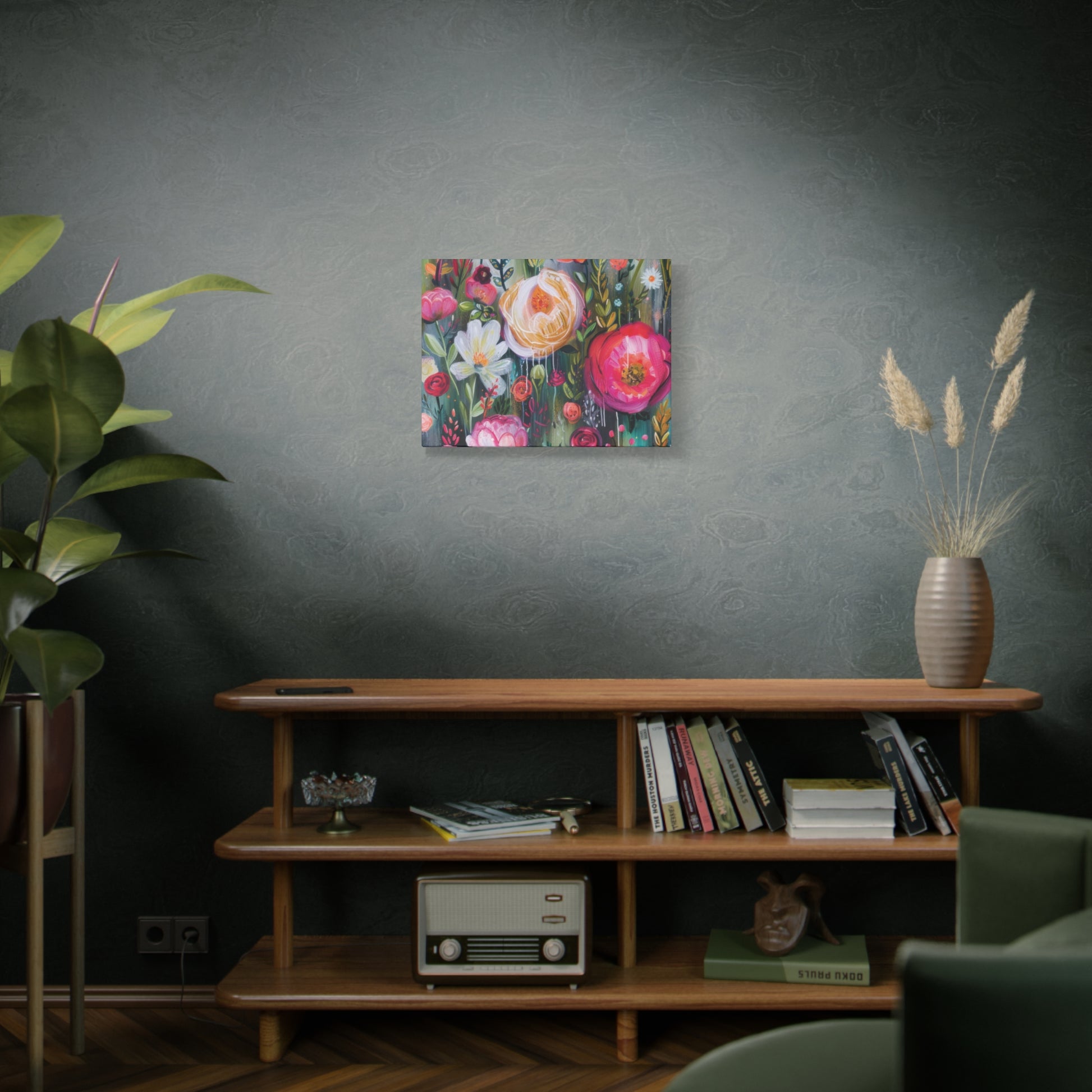 Watercolor Boho Floral Wall Art Matte Canvas Stretched, Vibrant Botanical Design, Perfect for Living Room, Bedroom, or Office Decor, Adds a Stylish Touch to Any Space - MRSBYVALLE