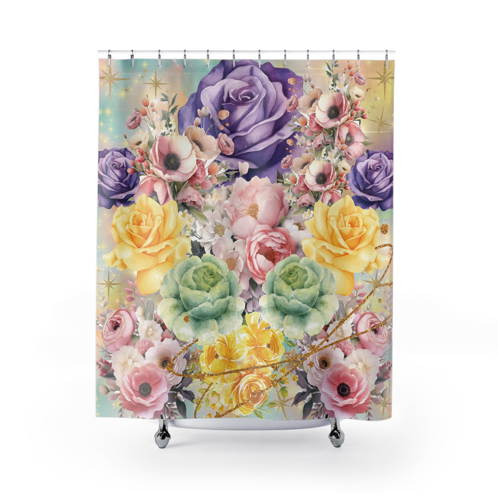 Pastel Refresh Your Bathroom – Luxury Floral Shower Curtain, Vibrant Botanical Print for a Spa-Like Home Retreat New House Gift