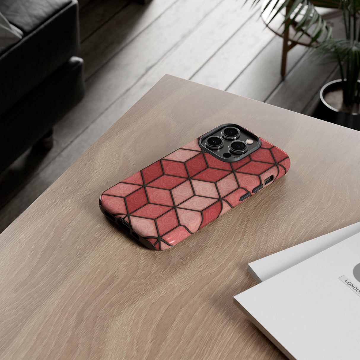 Geometric Stained Glass Illusion Phone Case Colorful Abstract Art, Aesthetic Protective Cover for iPhone, Samsung & Google, Unique Gift Idea Mom
