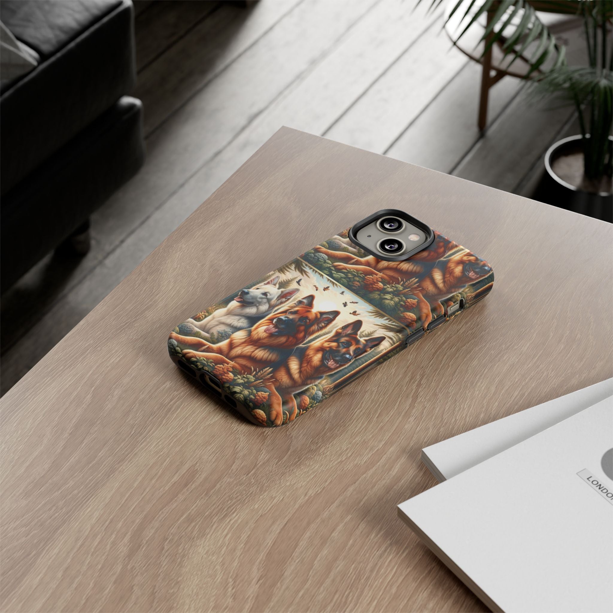 German Shepherd Phone Tough Case Floral Elegant Durable Dog Lover Devices iPhone 15, Samsung iPhone Samsung Accessory Gift for Her