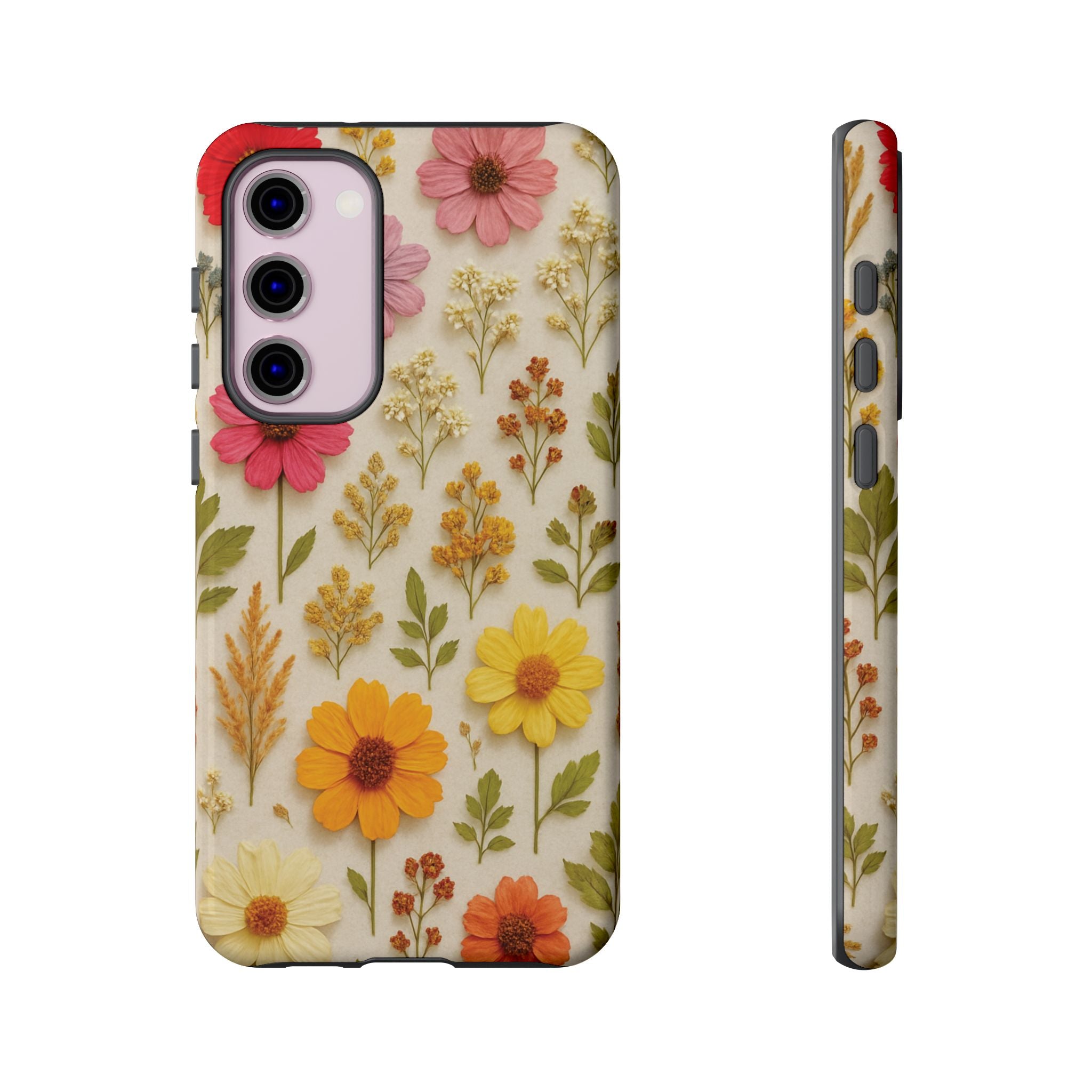 Dried Flowers Illusion Phone Case – Realistic Botanical Aesthetic, Colorful Pressed Floral Art, Trendy Nature-Inspired Protective Cover  iPhone & Samsung Models
