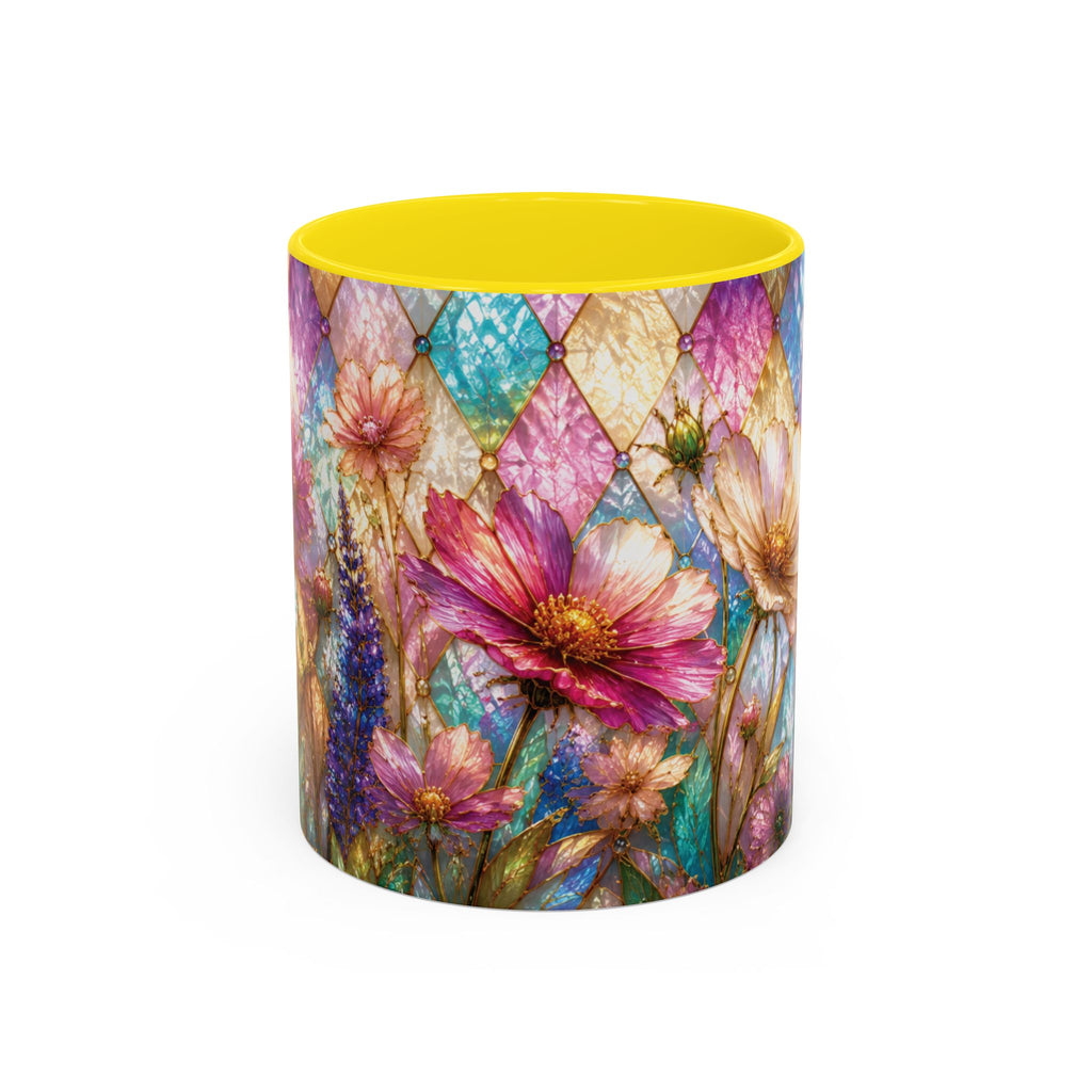 Floral Mosaic Accent Coffee Mug