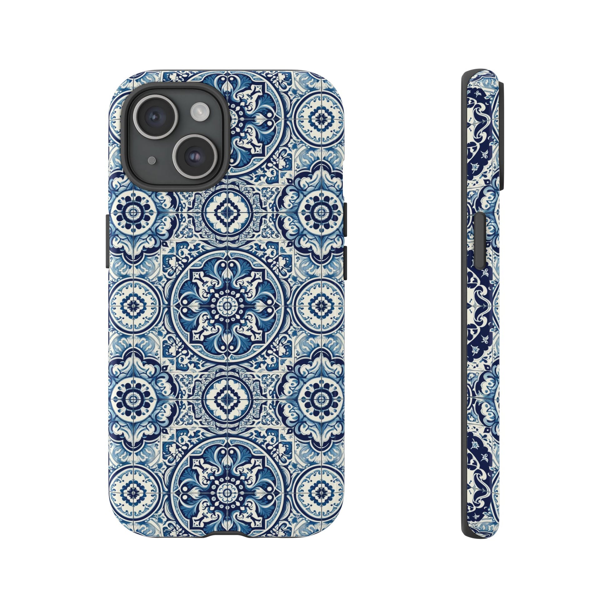 Azulejo Tile Phone Case Elegant Mediterranean Blue Porcelain Design iPhone 17, 16, 15, Samsung iPhone Samsung Accessory Gift for Her